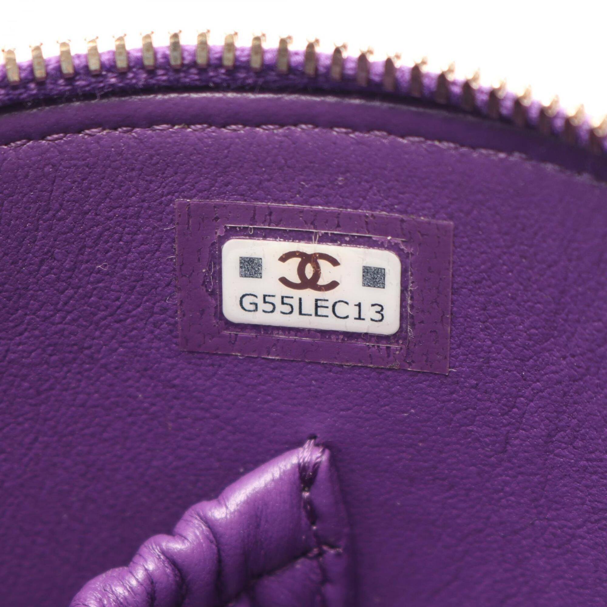 Chanel Purple Leather Handbag Shoulder Bag (Pre-Owned)