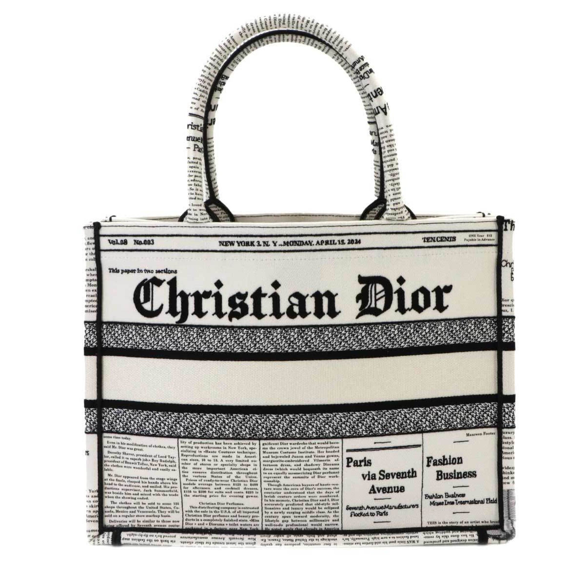 Christian Dior Black White Canvas Handbag Tote Bag (Pre-Owned)