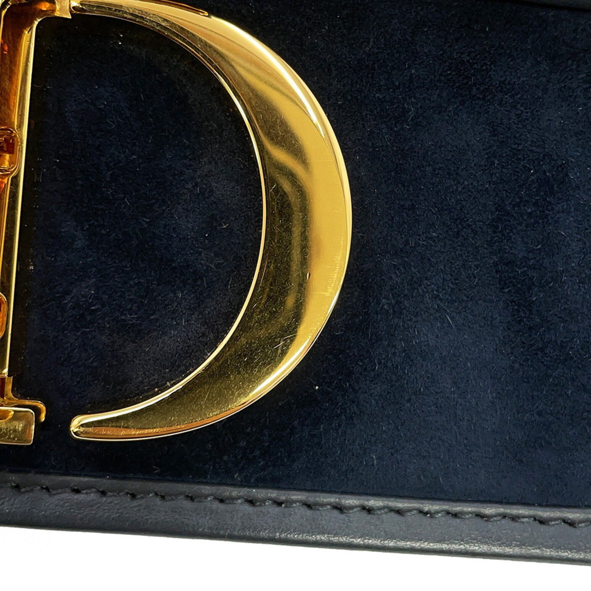 Christian Dior Navy Velvet Leather Handbag Shoulder Bag (Pre-Owned)