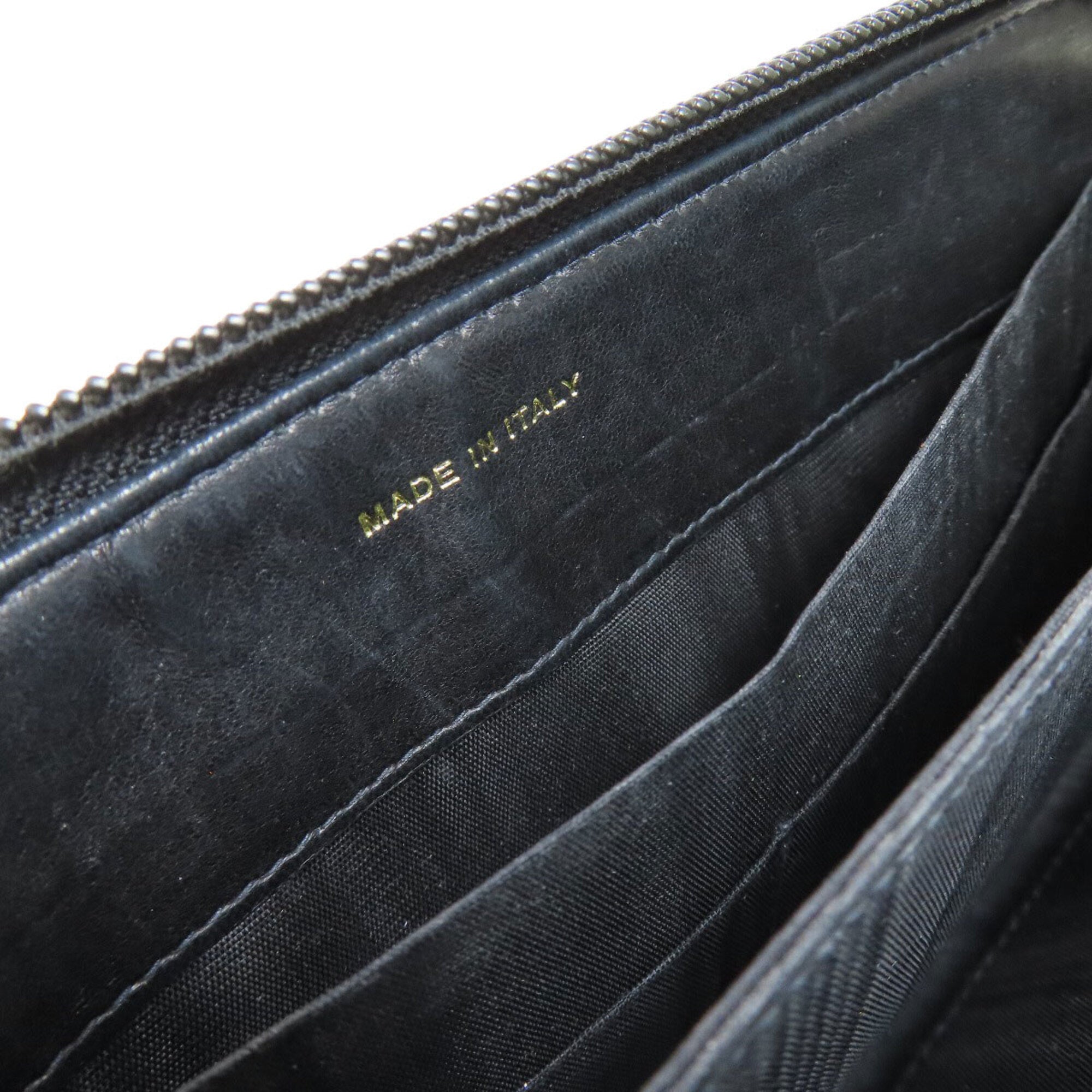 Chanel Black Grained Calfskin Long Wallet (Bi-Fold) (Pre-Owned)