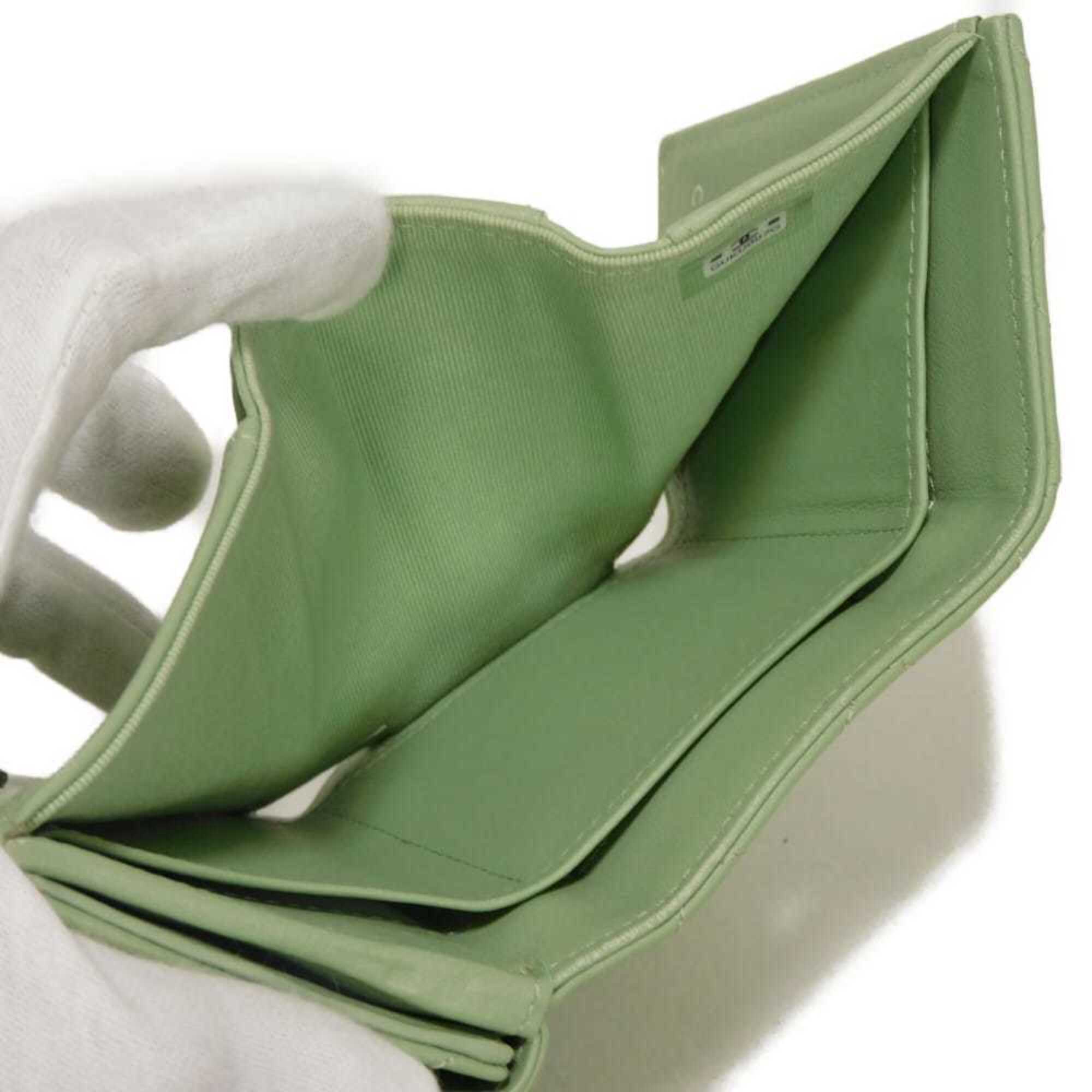 Chanel Light Green Rhinestone Wallet (Tri-Fold) (Pre-Owned)