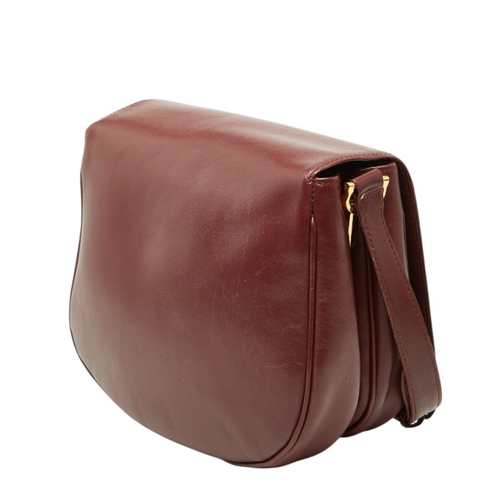 Cartier Must Bordeaux Wine Red Leather Shoulder Bag (Pre-Owned)