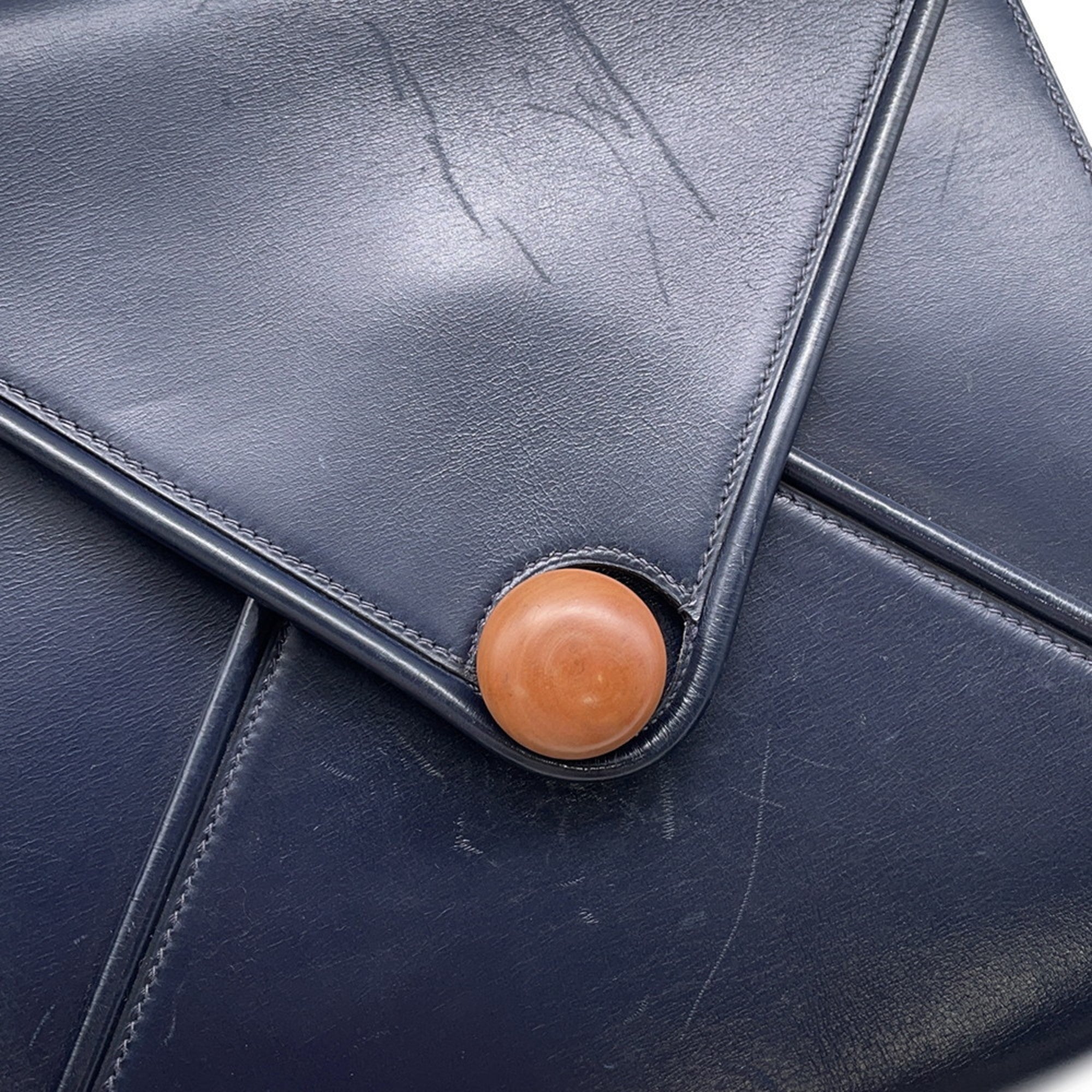 Hermes Navy Box Nepal Leather Handbag Shoulder Bag (Pre-Owned)