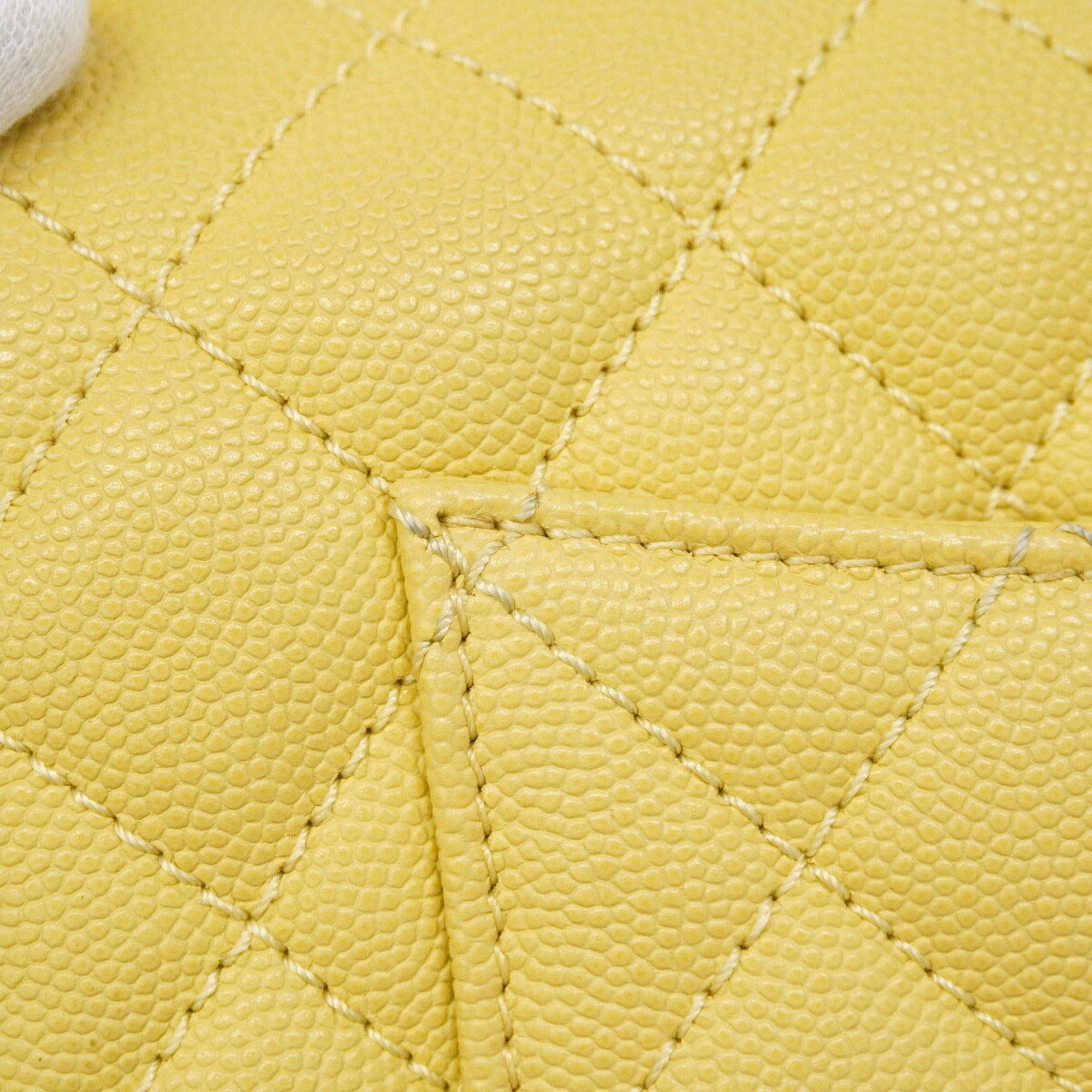 Chanel Yellow Grained Calfskin Handbag (Pre-Owned)