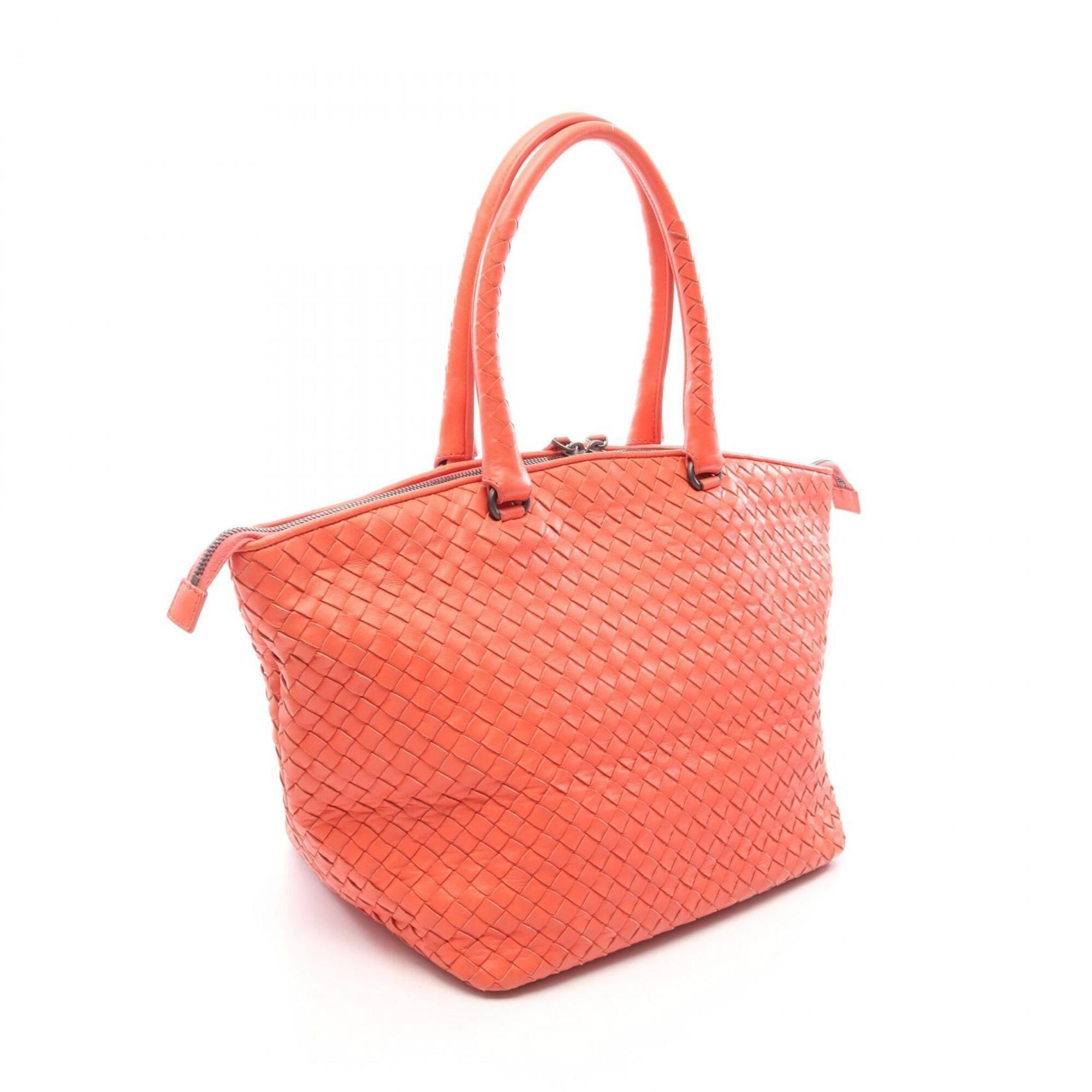 Bottega Veneta Orange Intrecciato Handbag Tote Bag (Pre-Owned)