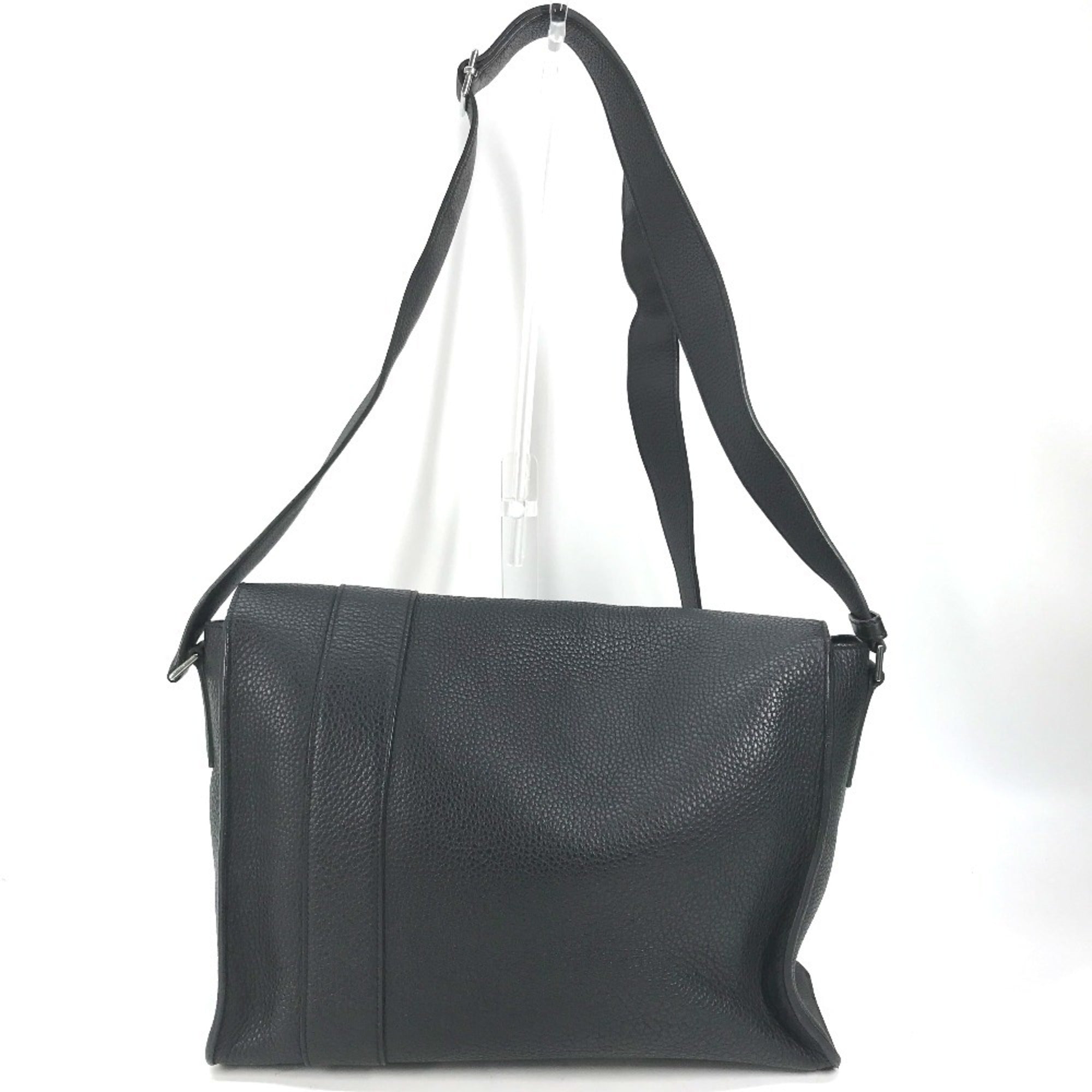 Hermes Black Taurillon Clemence Leather Messenger Bag Shoulder Bag (Pre-Owned)
