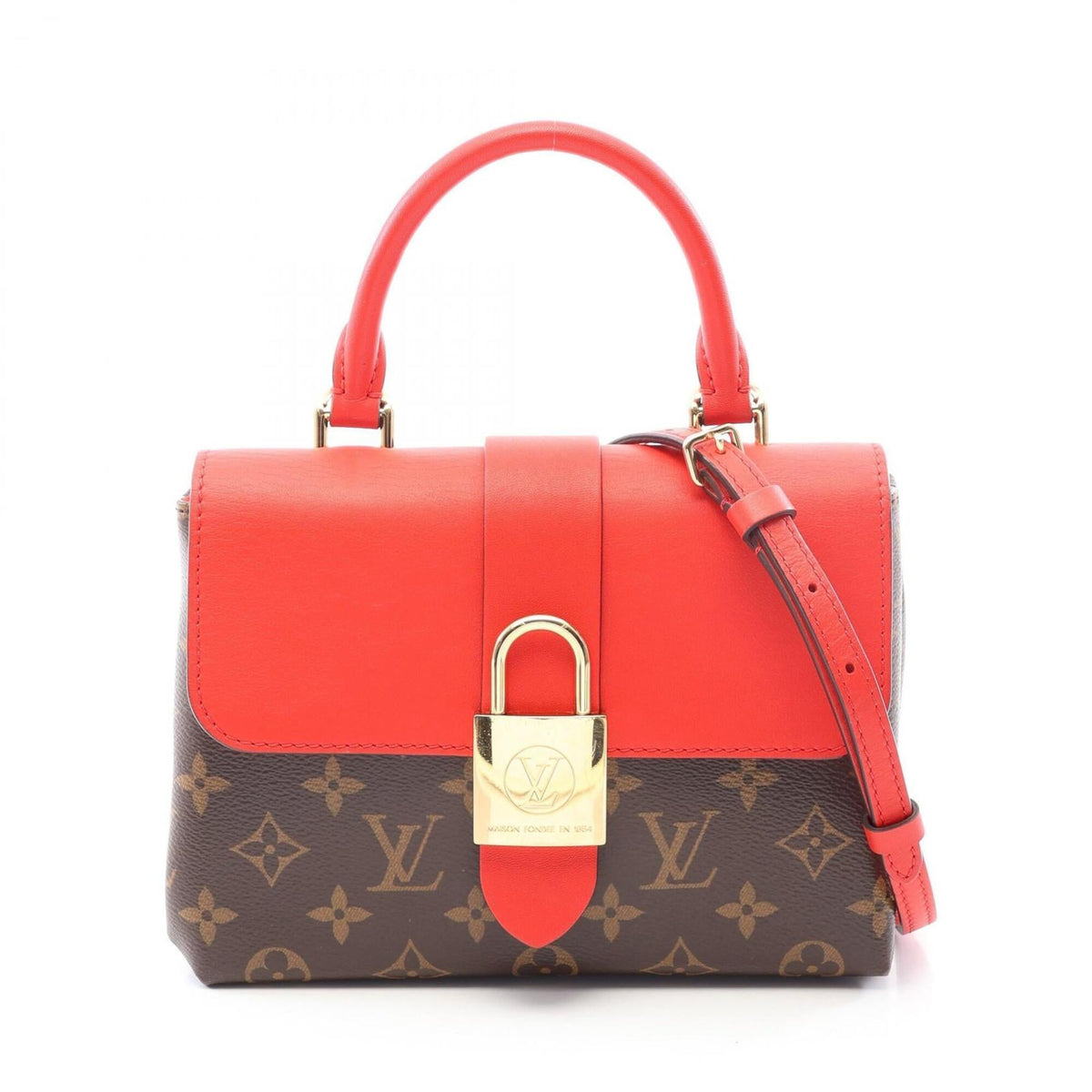 Louis Vuitton Brown Red Color Coated Canvas Leather Handbag (Pre-Owned)