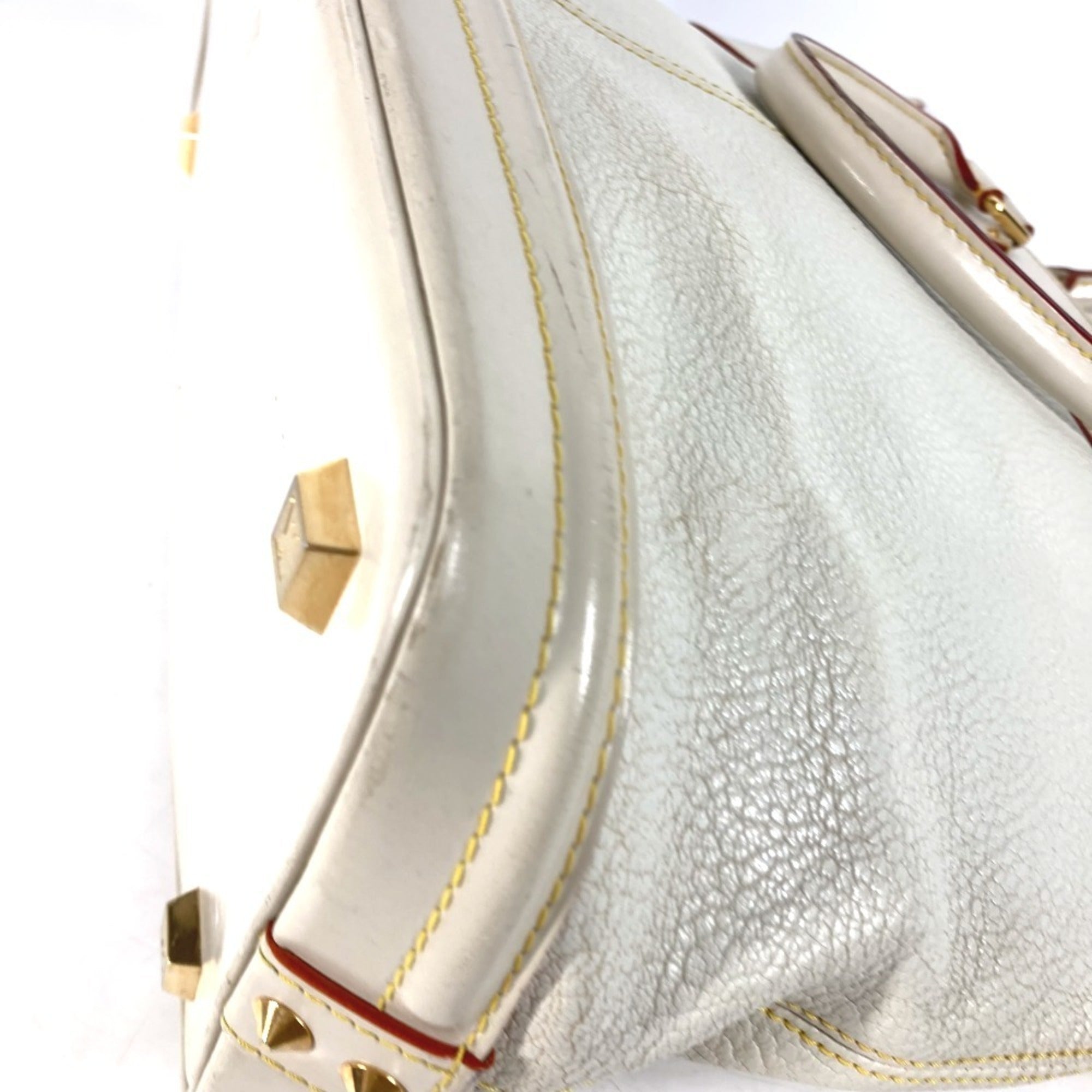 Louis Vuitton Galle White Yellow Suhali Leather Handbag Tote Bag (Pre-Owned)
