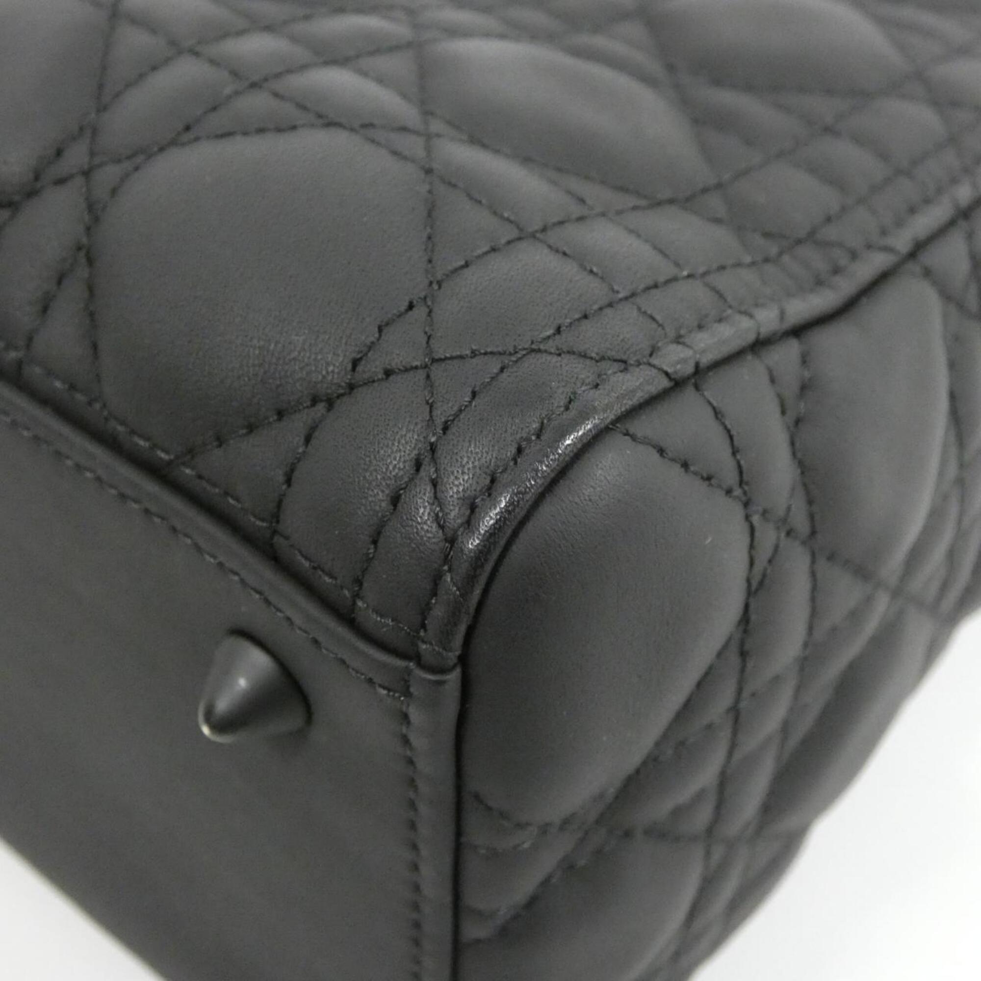 Christian Dior Lady Dior Black Leather Handbag (Pre-Owned)