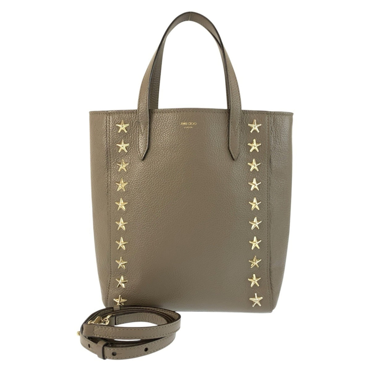 Jimmy Choo Grayish Leather Shoulder Bag Tote Bag (Pre-Owned)