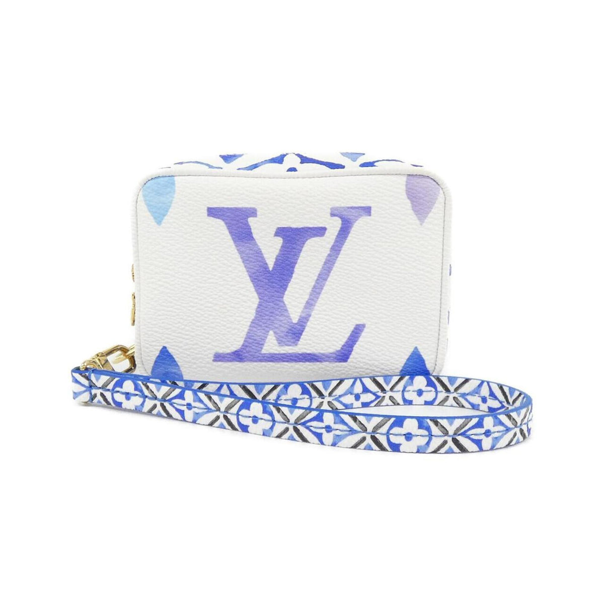 Louis Vuitton Blue Coated Canvas Handbag Pouch (Pre-Owned)