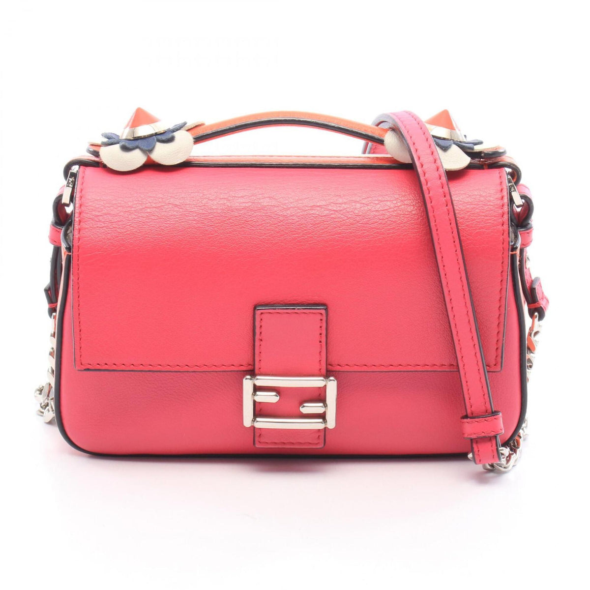 Fendi Multi-Color Pink White Leather Handbag (Pre-Owned)