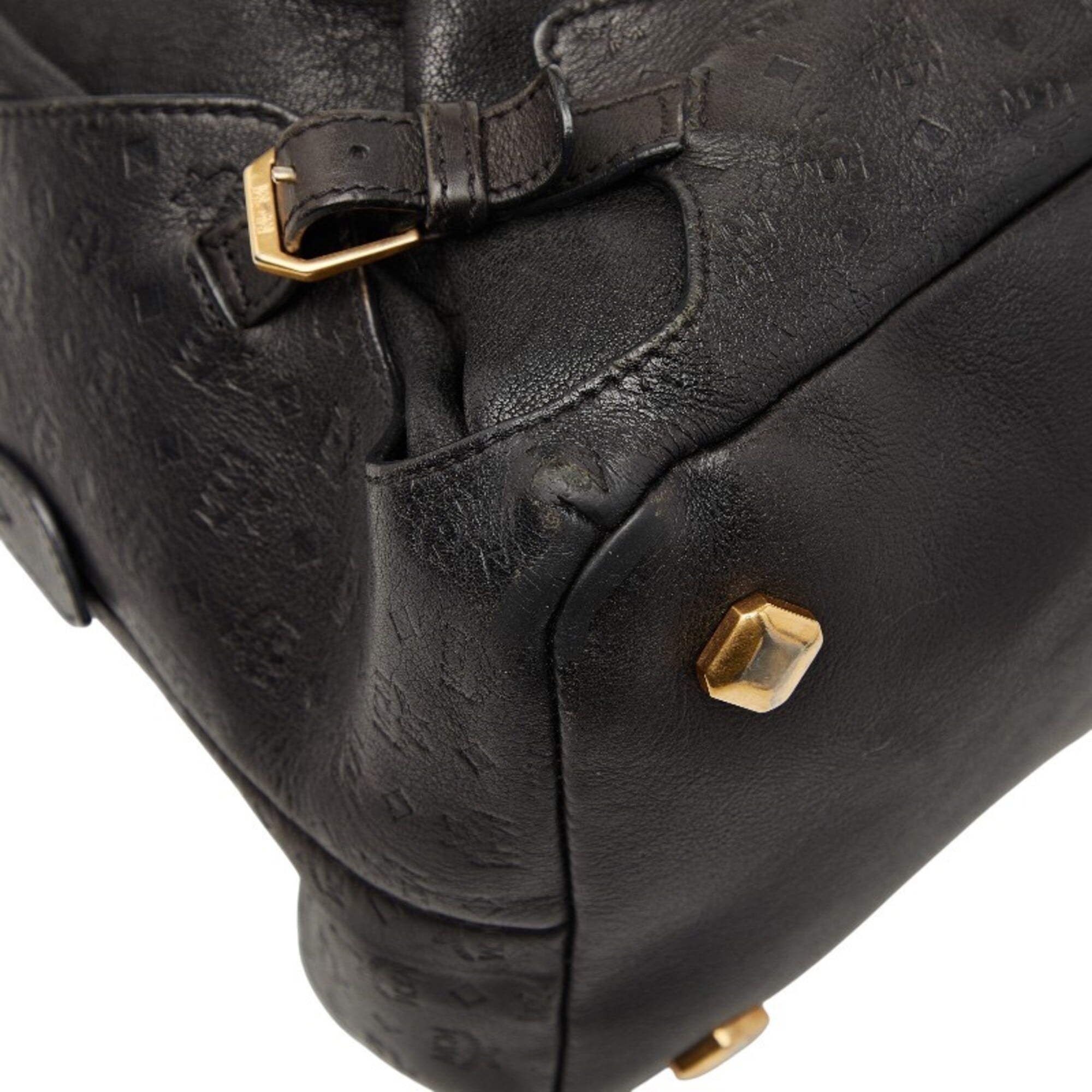 Mcm Visetos Black Leather Handbag Shoulder Bag (Pre-Owned)