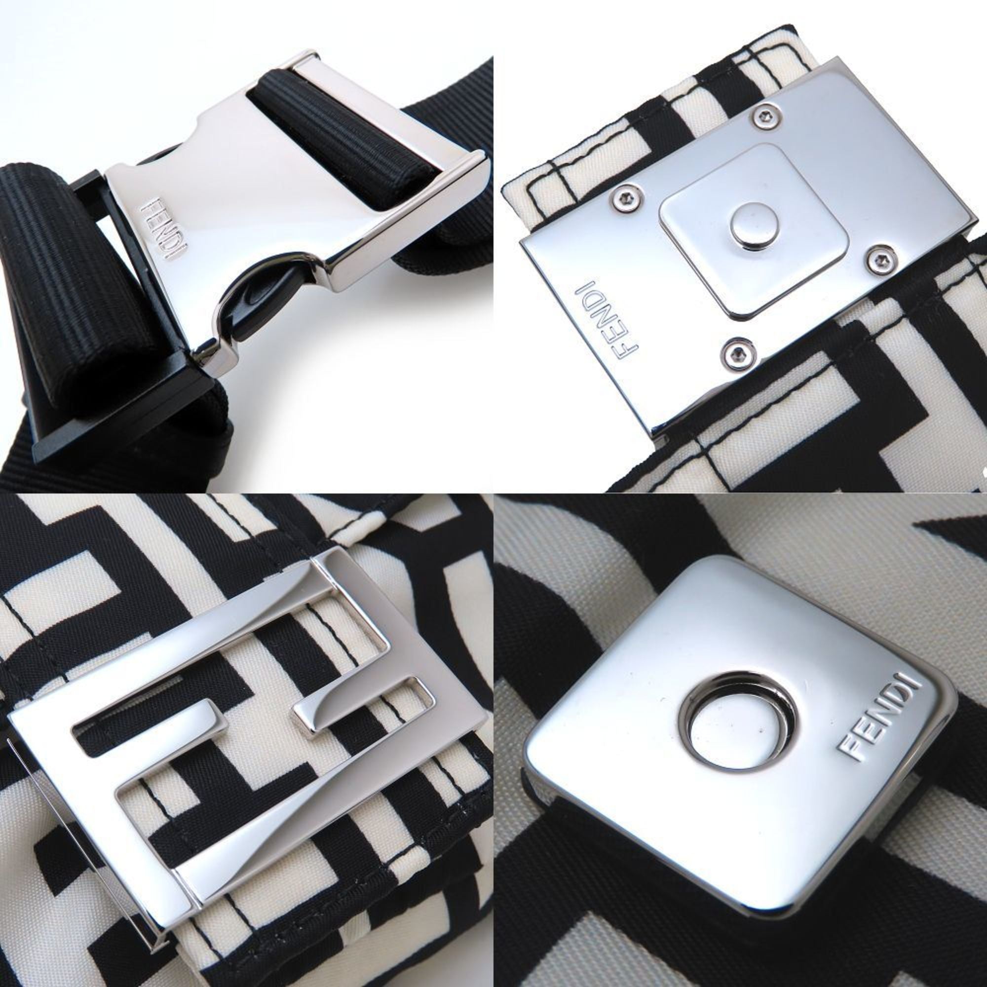 Fendi Black White Nylon Handbag (Pre-Owned)