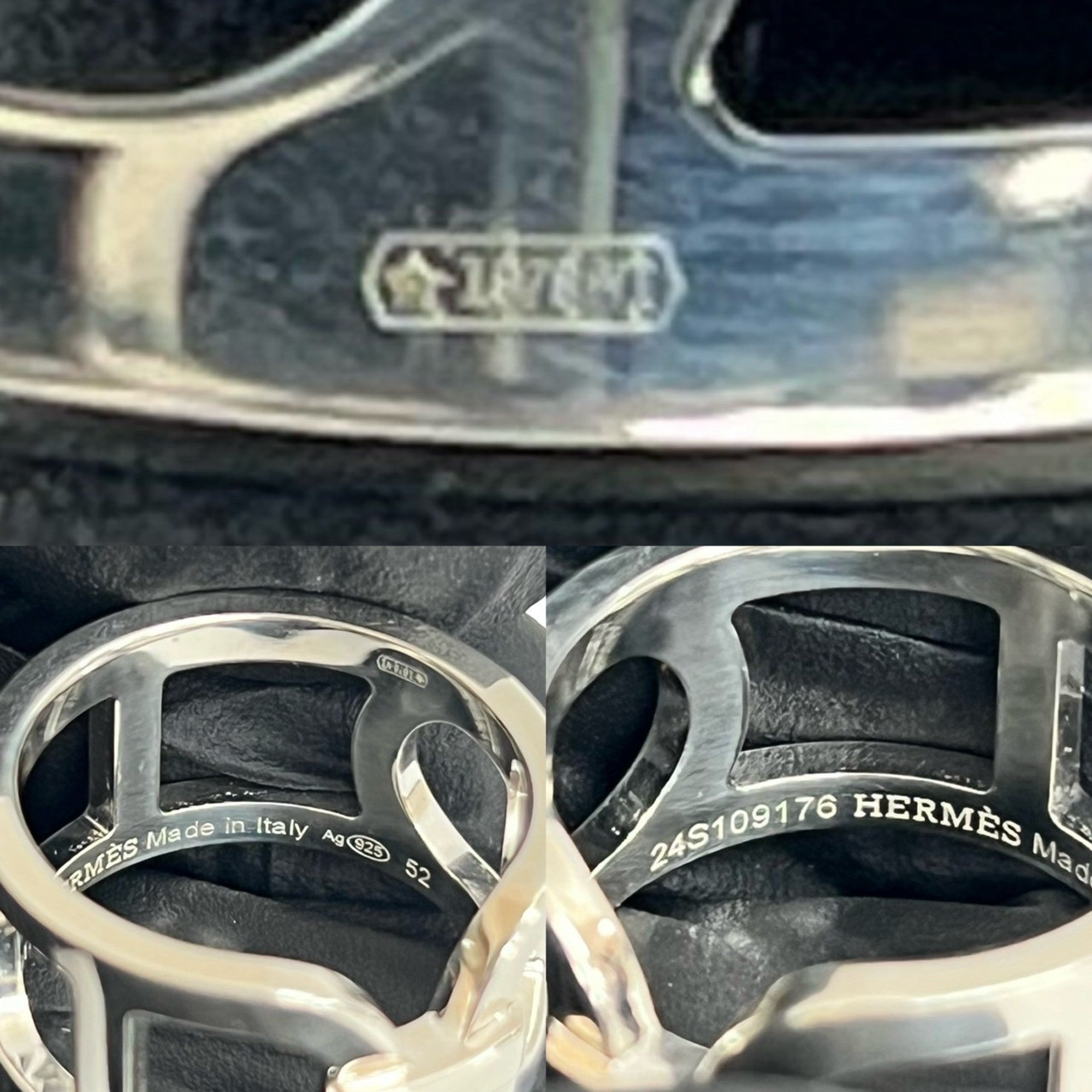 Hermes Silver Silver 925 Band Ring (Pre-Owned)