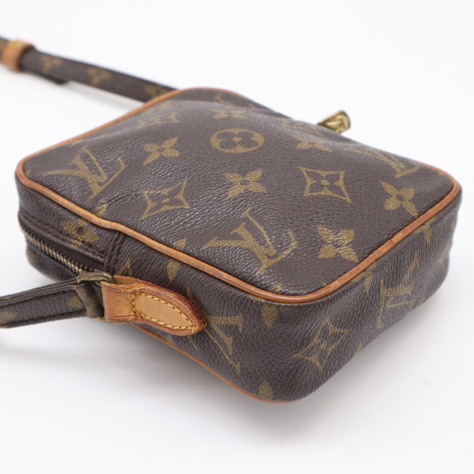 Louis Vuitton Monogram Beige Brown Coated Canvas Leather Shoulder Bag (Pre-Owned)
