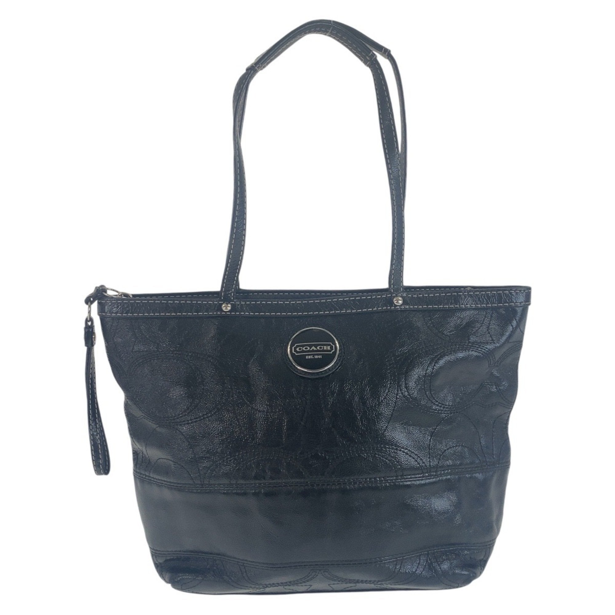 Coach Black Leather Shoulder Bag Tote Bag (Pre-Owned)
