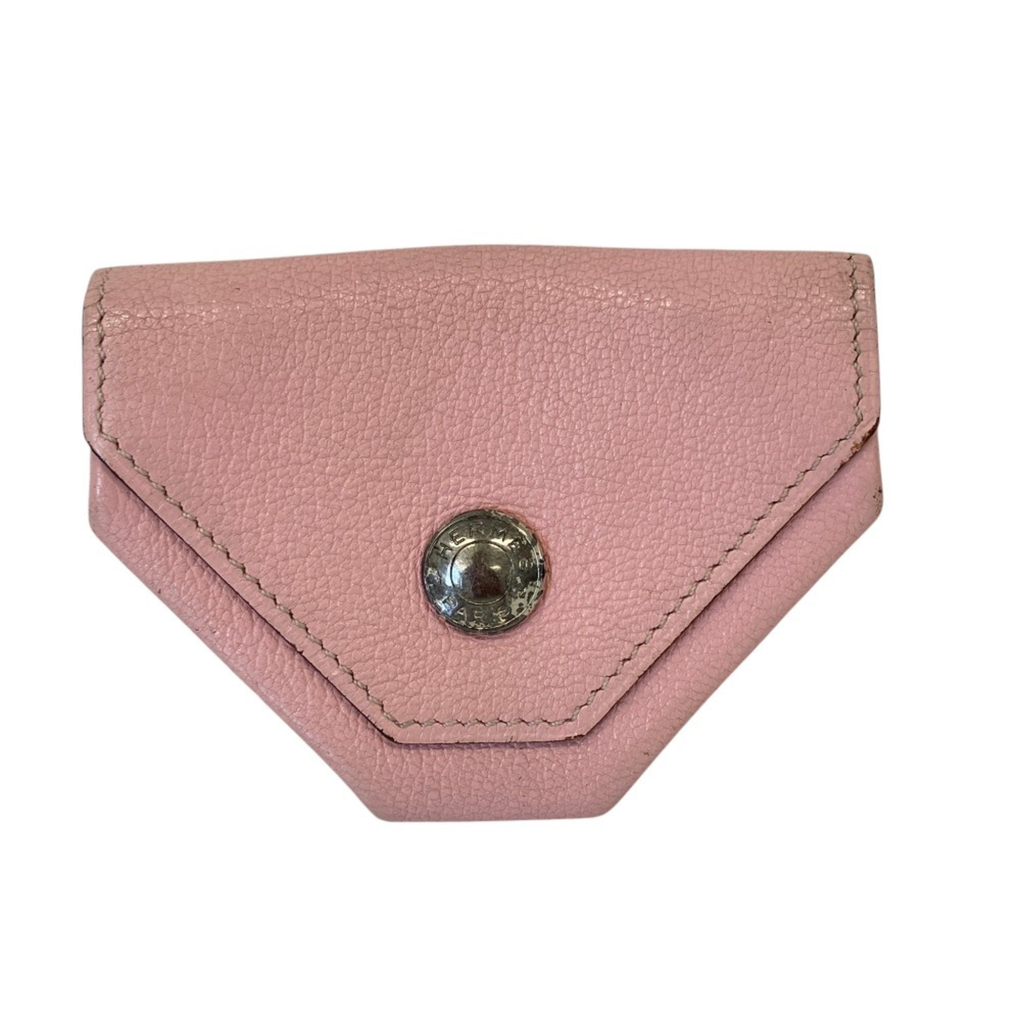 Hermes Pink Rose Sakura Leather Coin Purse/Coin Case (Pre-Owned)