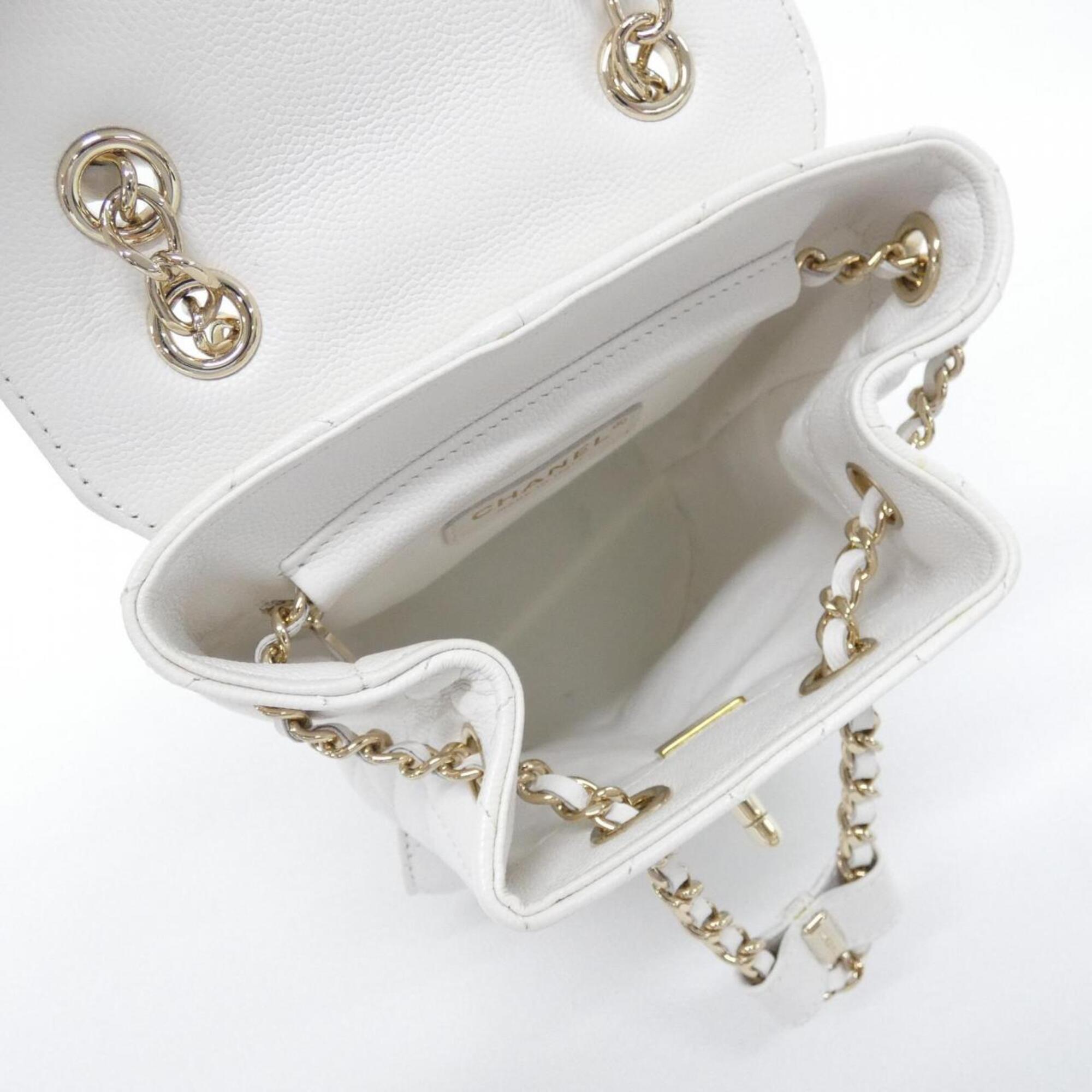 Chanel White Grained Calfskin Backpack (Pre-Owned)