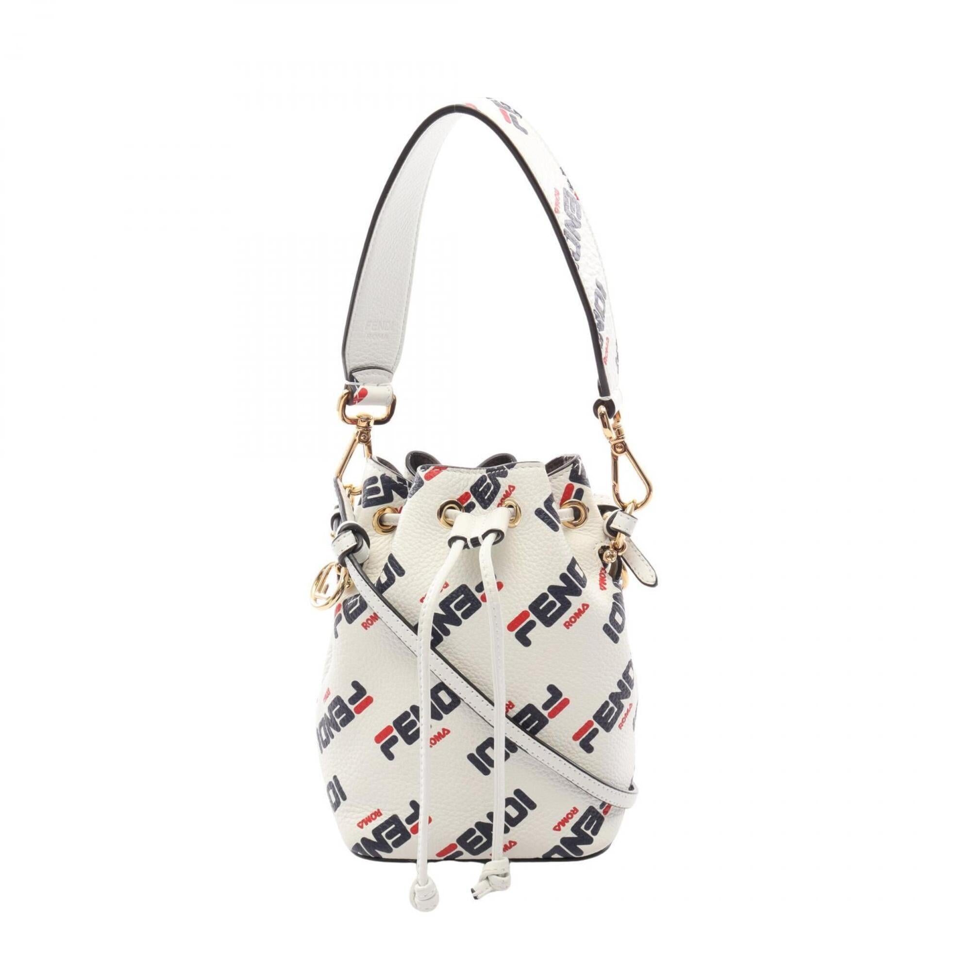 Fendi Navy Red Color White Leather Handbag (Pre-Owned)