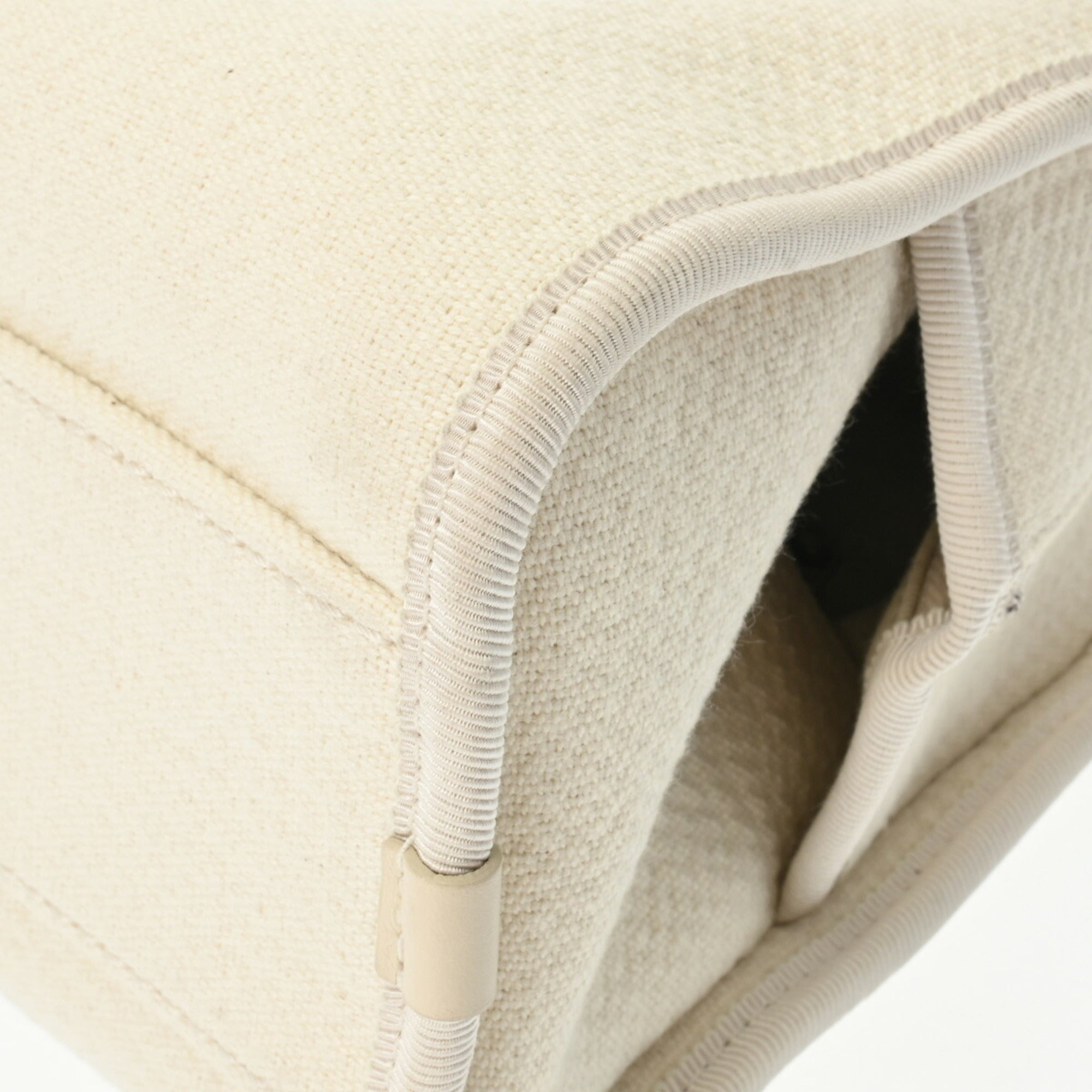 Chanel Off-White Canvas Leather Tote Bag (Pre-Owned)