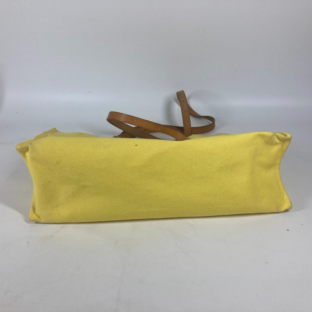 Hermes Yellow Leather Canvas Shoulder Bag Tote Bag (Pre-Owned)