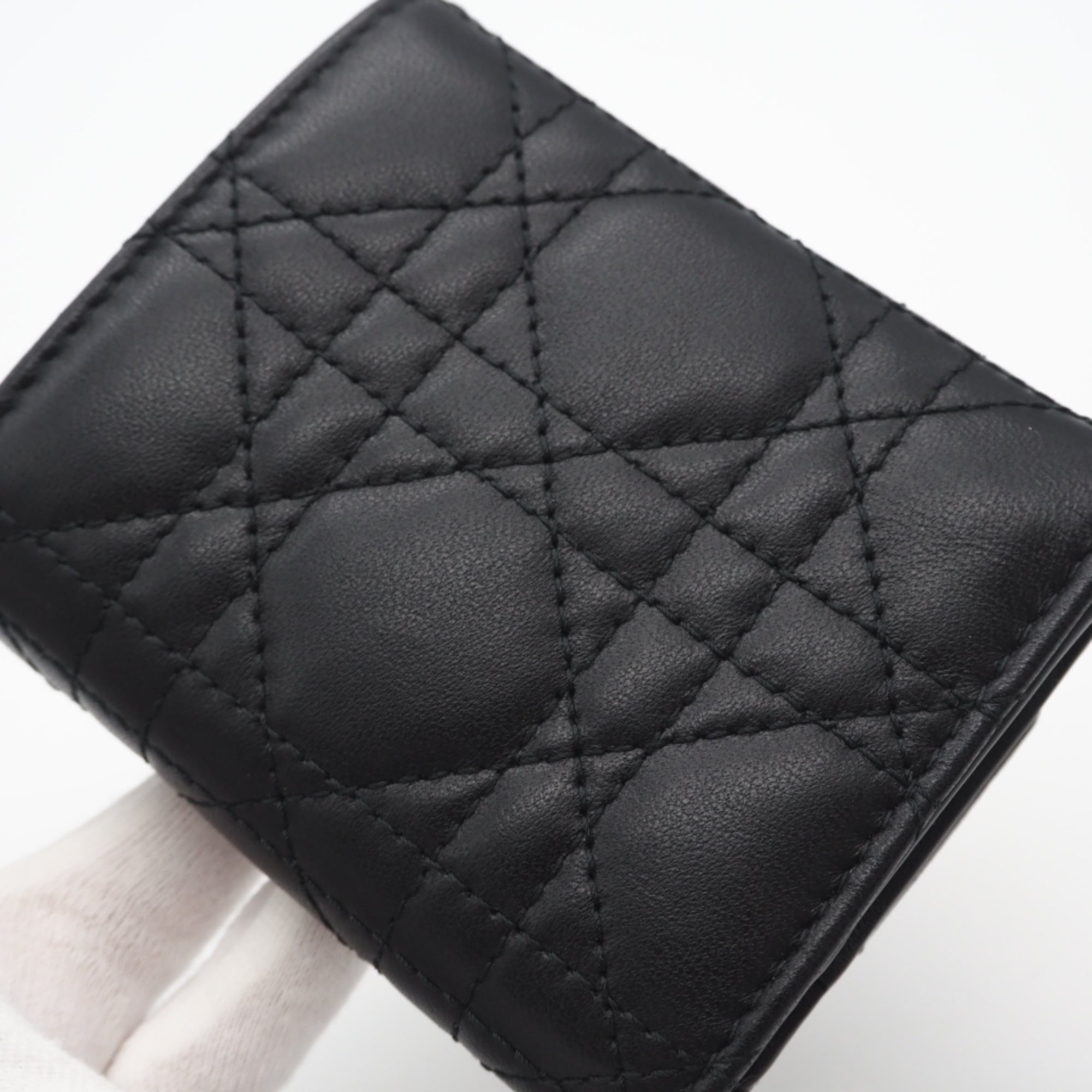 Christian Dior Black Leather Wallet (Tri-Fold) (Pre-Owned)