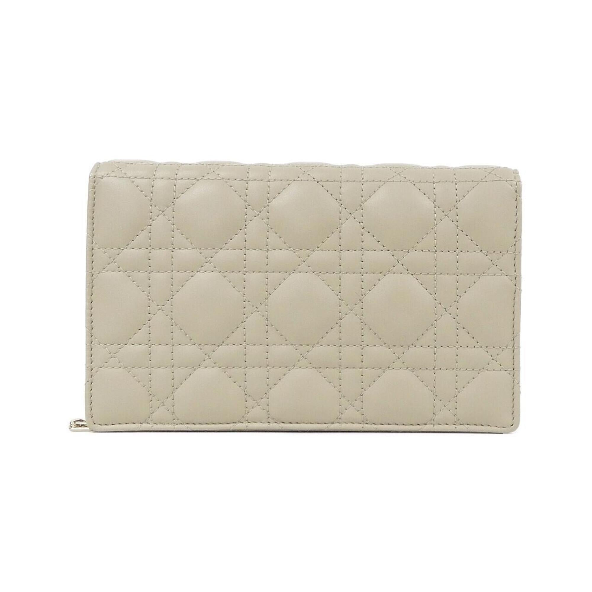 Christian Dior Beige Leather Chain/Shoulder Wallet (Pre-Owned)