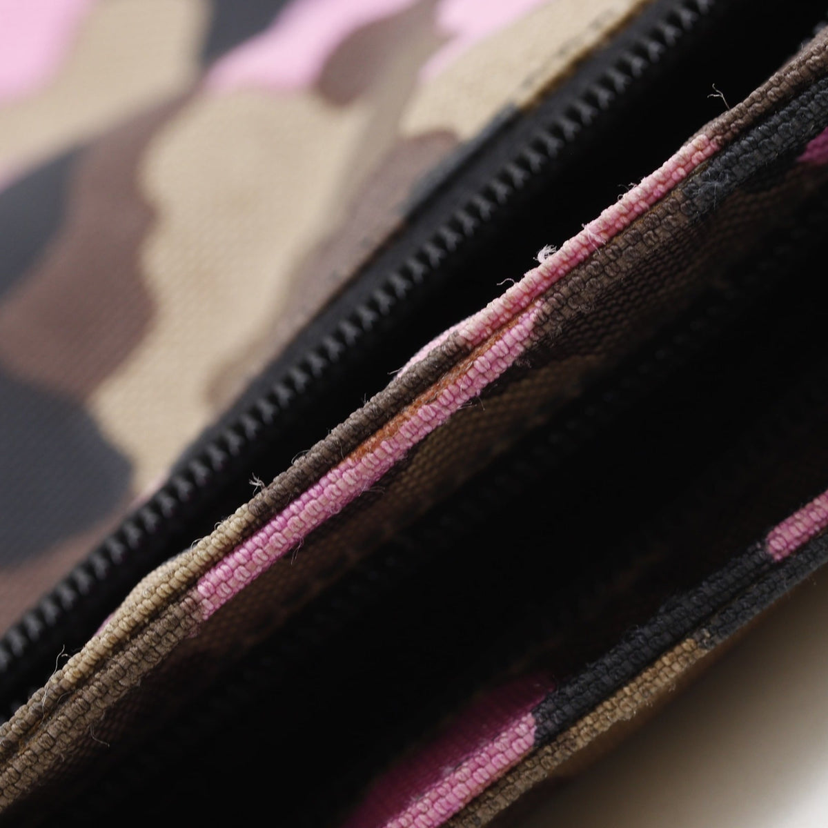Prada Brown Pink Nylon Canvas Shoulder Bag (Pre-Owned)