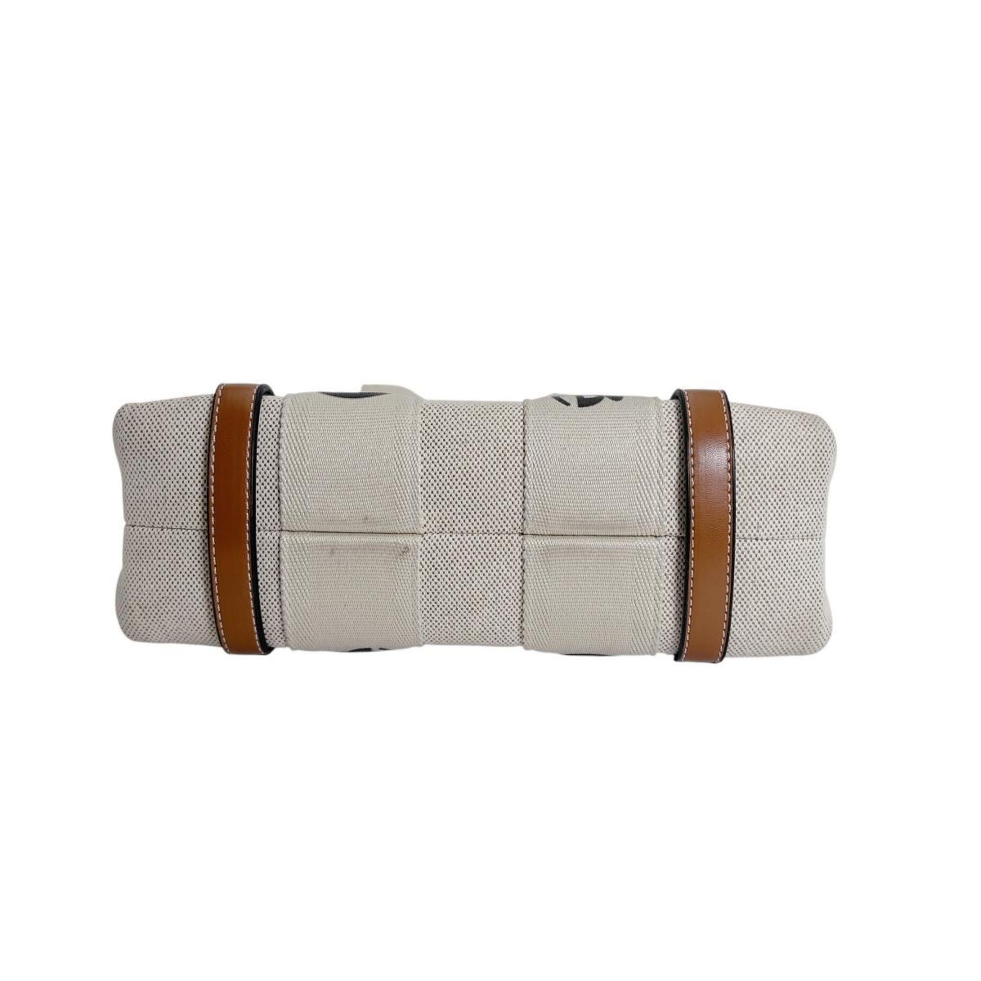 Chloé Beige Canvas Leather Handbag Tote Bag (Pre-Owned)