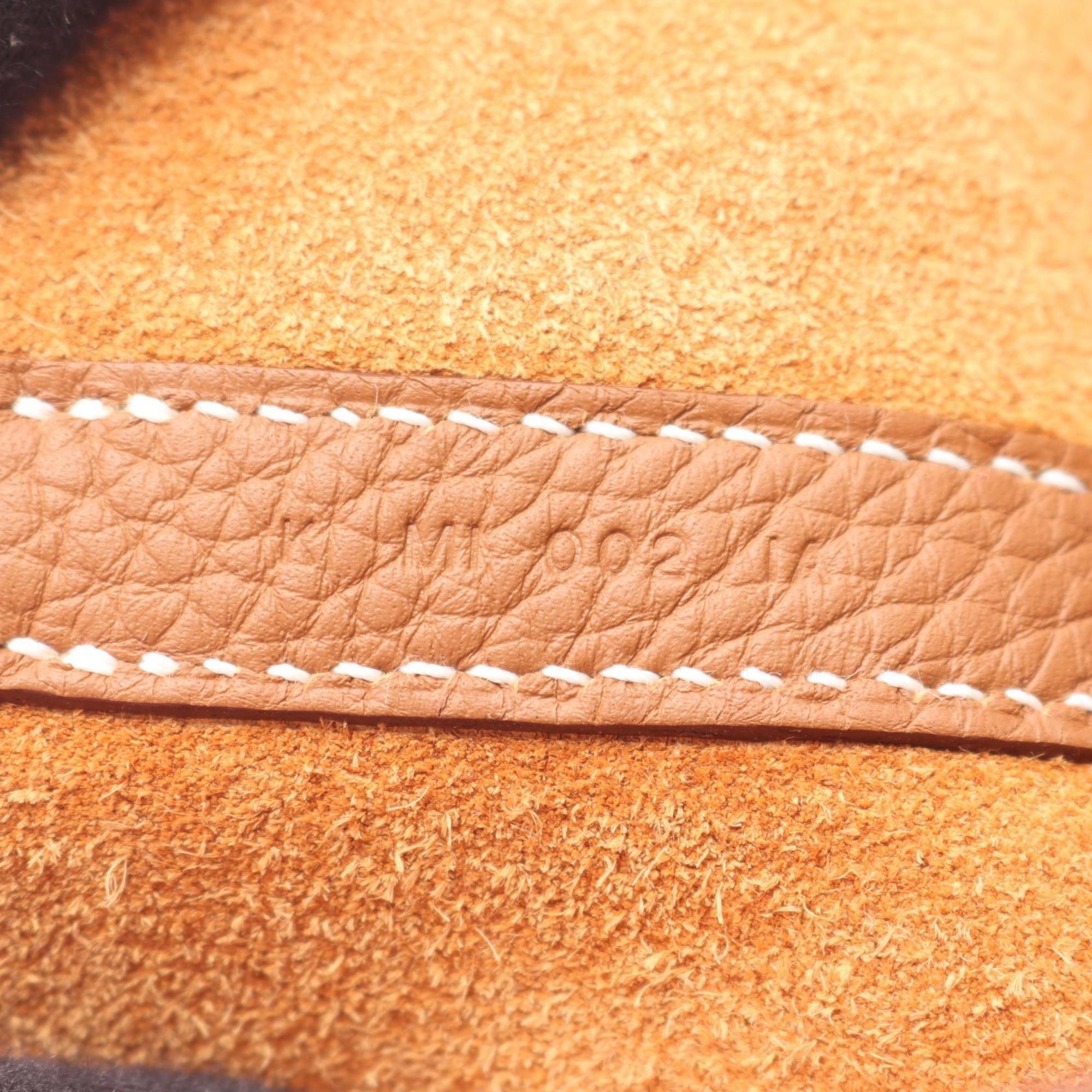 Hermes Brown Gold Brown Pink Rose Sakura Taurillon Clemence Leather Handbag (Pre-Owned)