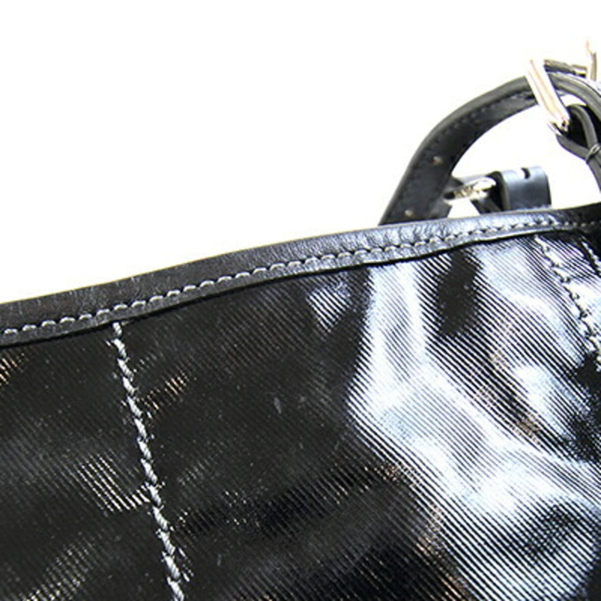 Tod's Black Coated Canvas Leather Tote Bag (Pre-Owned)