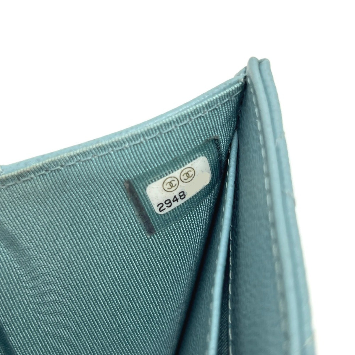 Chanel Light Blue Leather Wallet (Tri-Fold) (Pre-Owned)