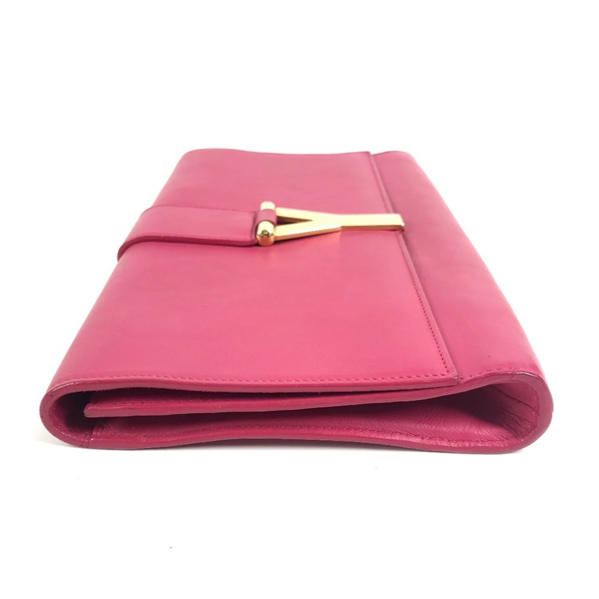 Yves Saint Laurent Pink Leather Clutch Bag Handbag (Pre-Owned)