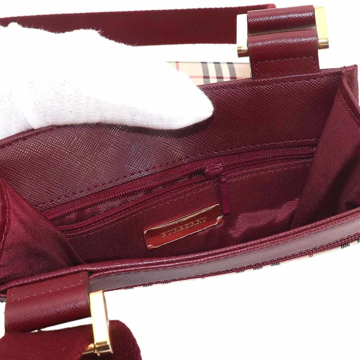 Burberry Beige Bordeaux Canvas Handbag Shoulder Bag (Pre-Owned)