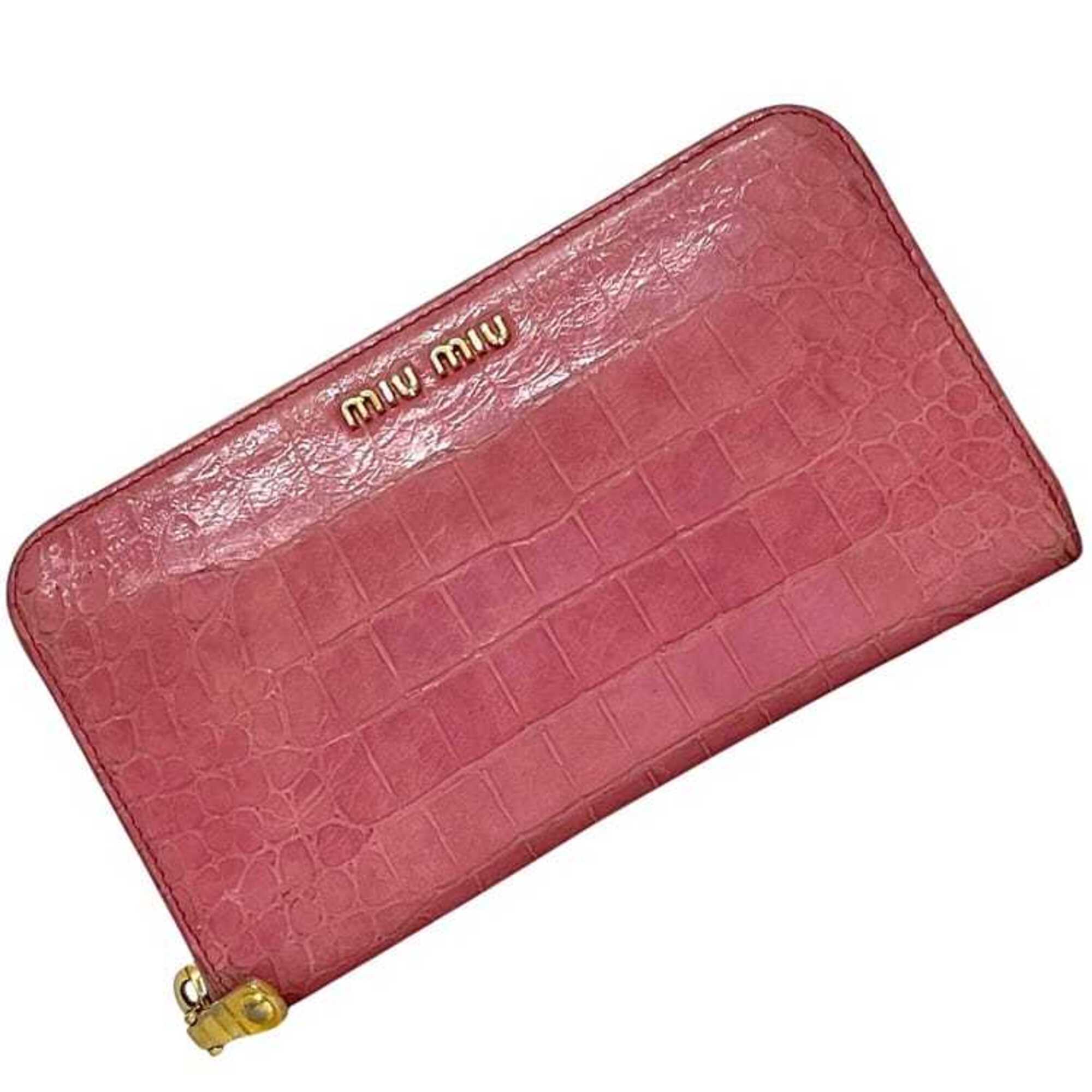 Miu Miu Pink Leather Long Wallet (Bi-Fold) (Pre-Owned)