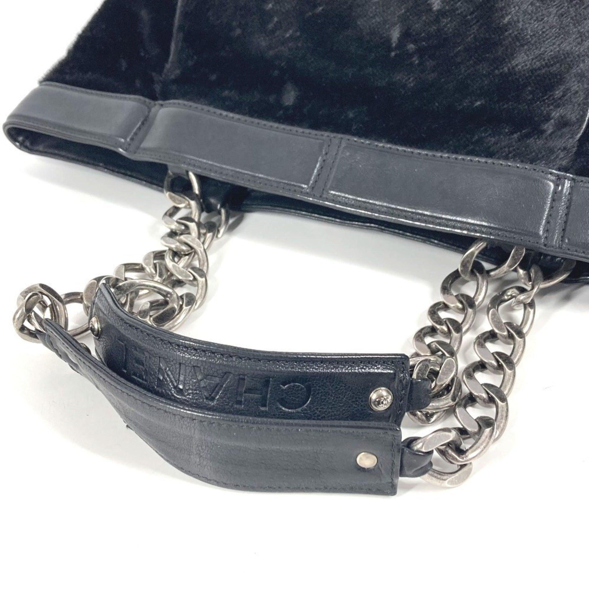 Chanel Black Leather Shoulder Bag Tote Bag (Pre-Owned)