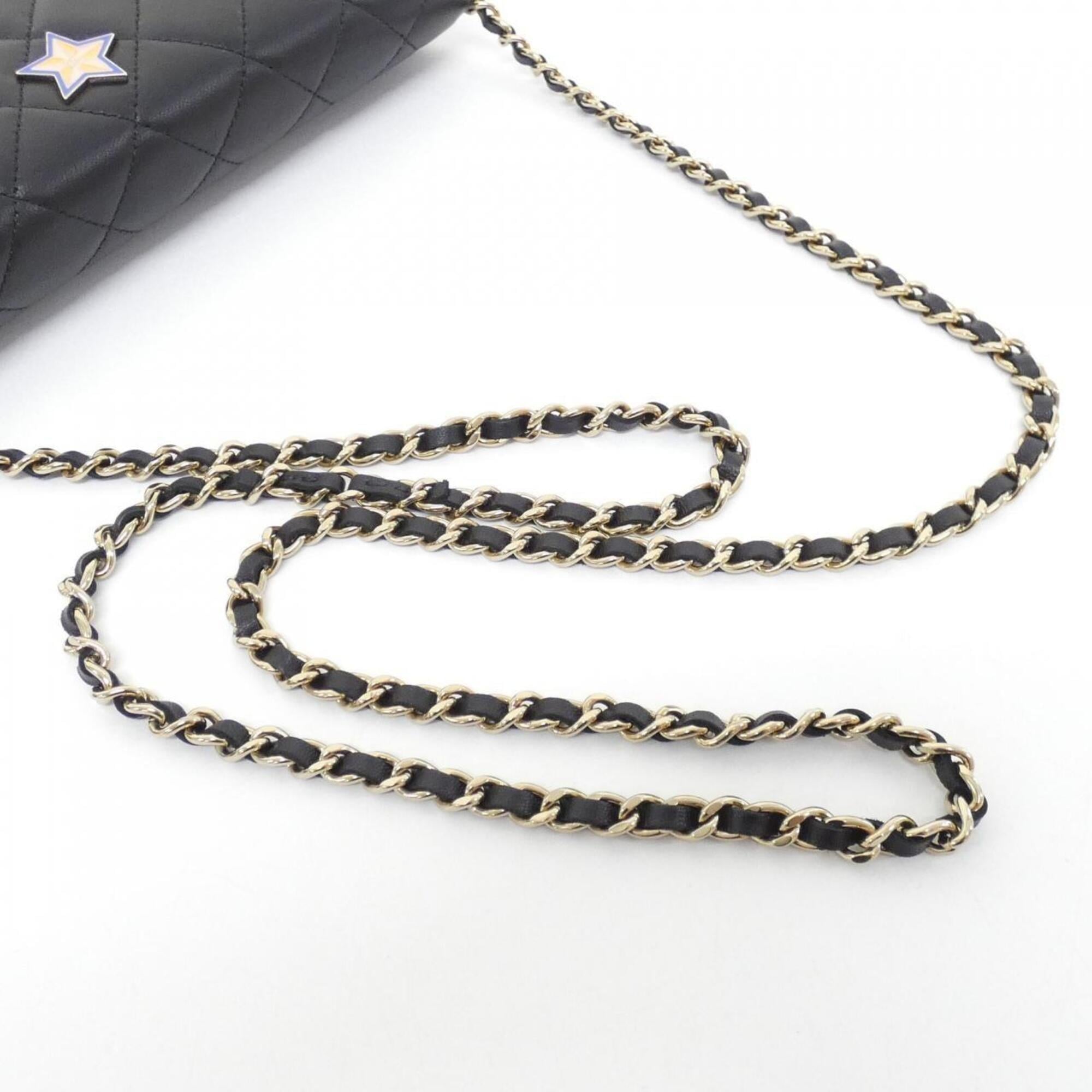 Chanel Black Leather Chain/Shoulder Wallet (Pre-Owned)
