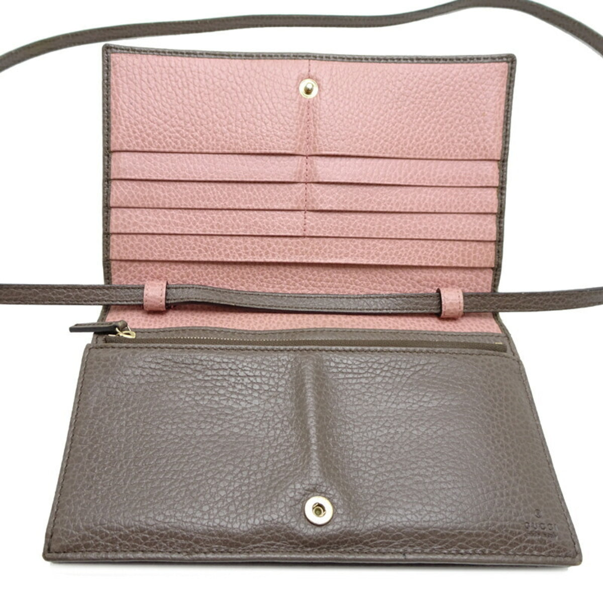 Gucci Grayish Pink Leather Chain/Shoulder Wallet (Pre-Owned)
