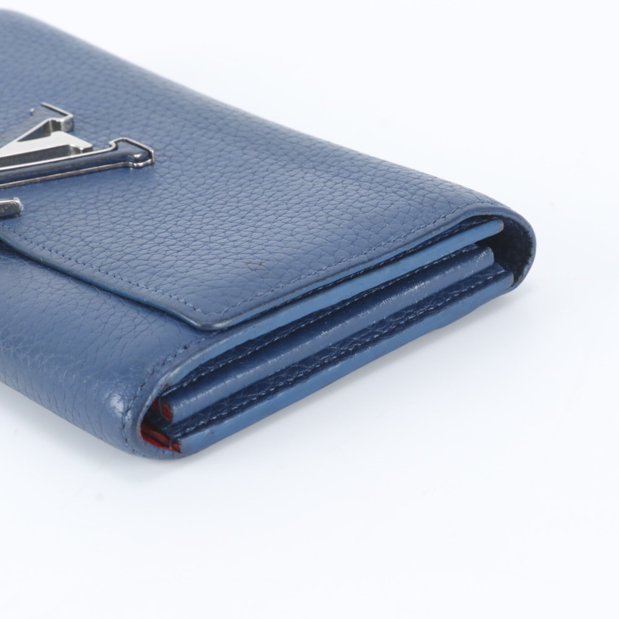 Louis Vuitton Navy Blue Leather Coin Purse/Coin Case (Pre-Owned)