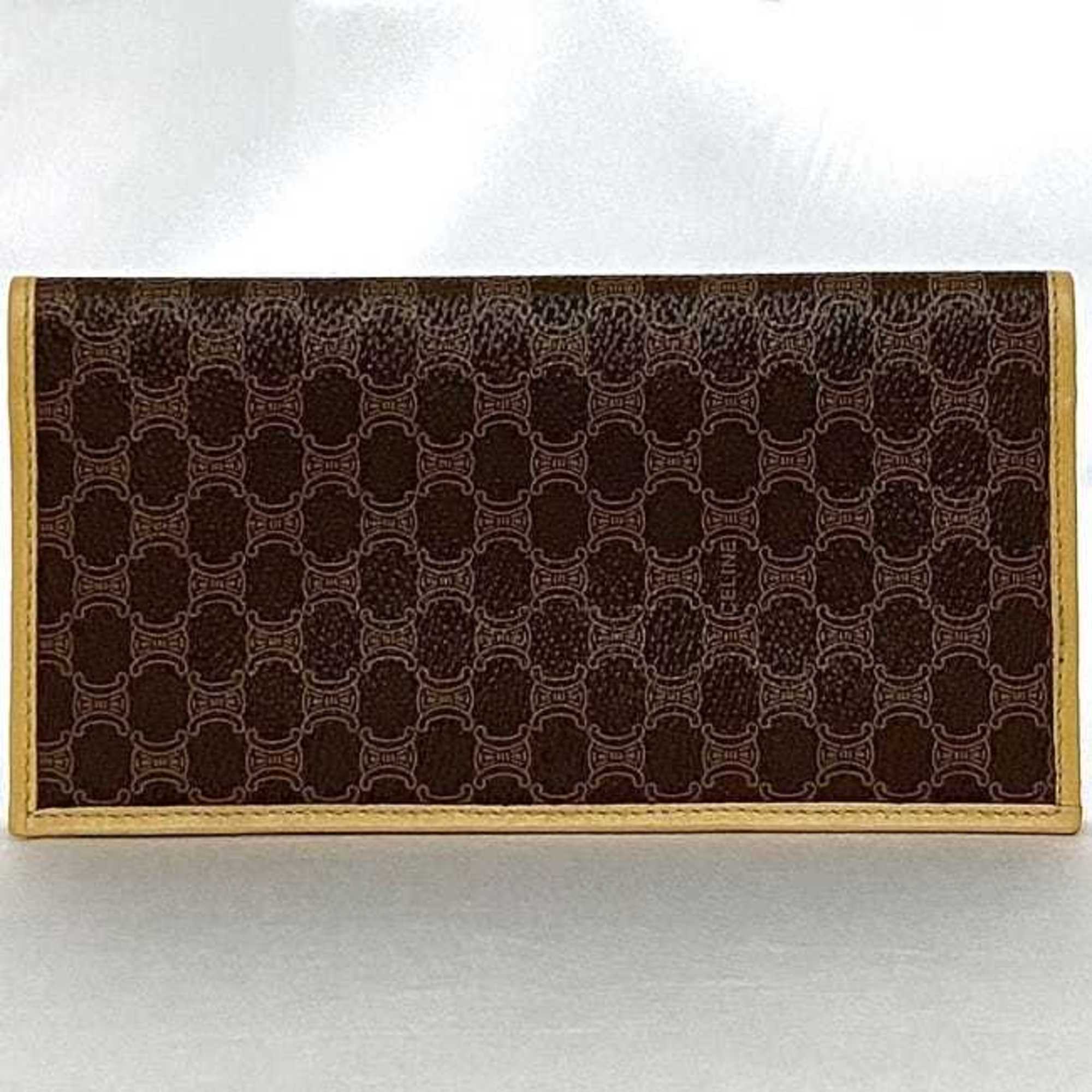 Celine Beige Brown Pvc Leather Long Wallet (Bi-Fold) (Pre-Owned)