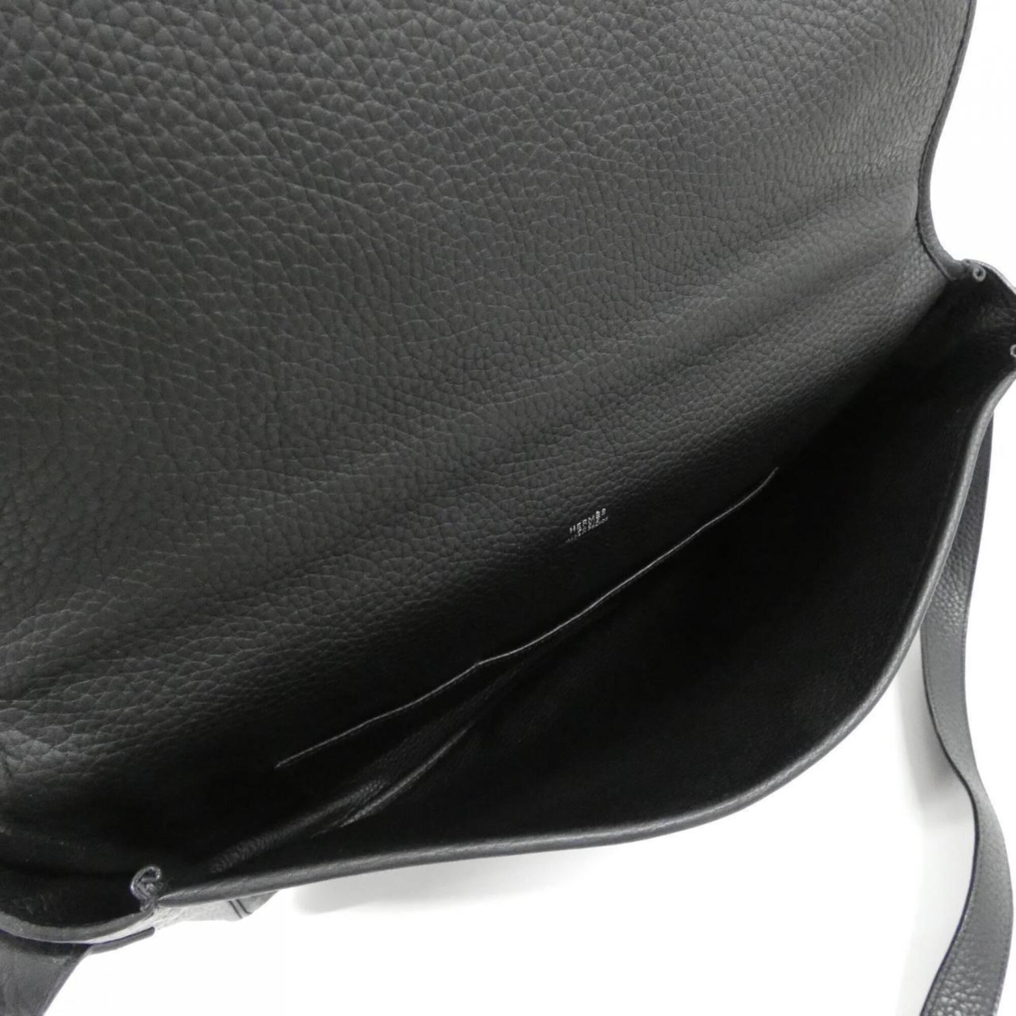 Hermes Black Taurillon Clemence Leather Handbag (Pre-Owned)