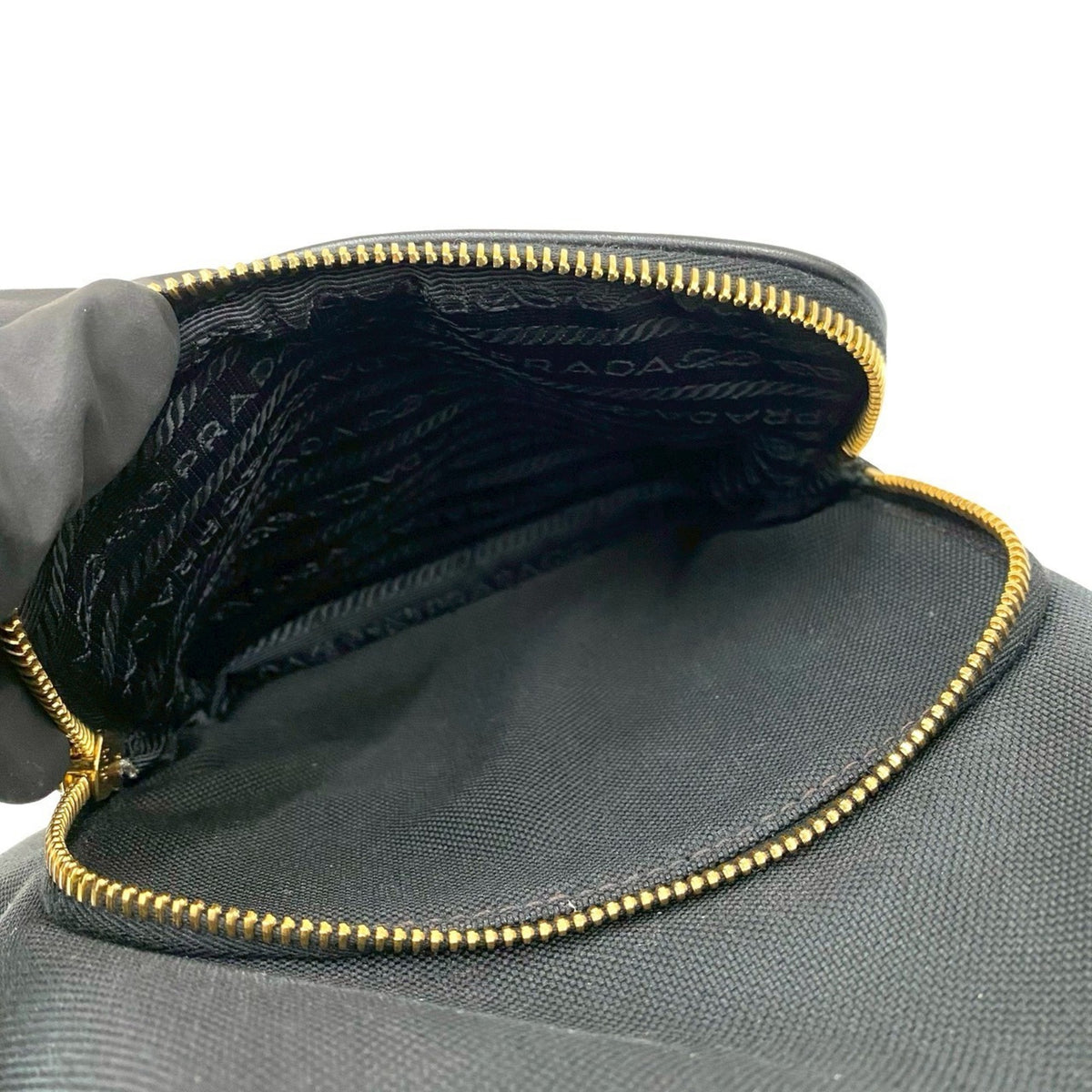 Prada Black Canvas Leather Handbag Shoulder Bag (Pre-Owned)
