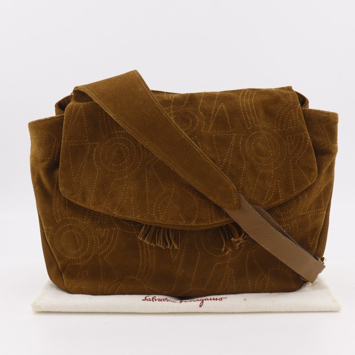 Salvatore Ferragamo Camel Suede Shoulder Bag (Pre-Owned)