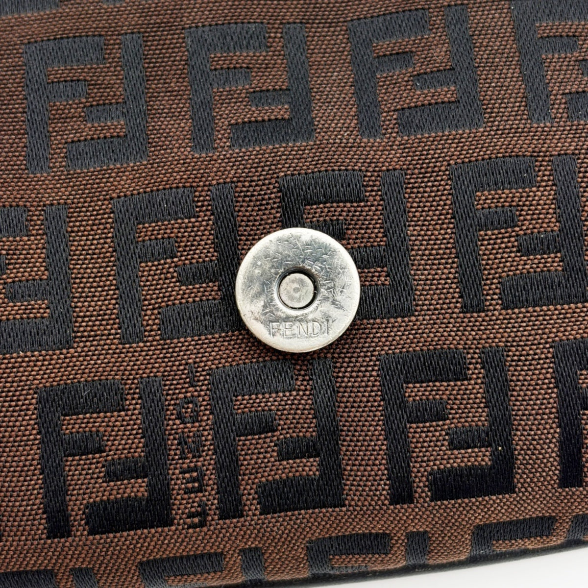 Fendi Zucca Black Brown Canvas Leather Shoulder Bag (Pre-Owned)