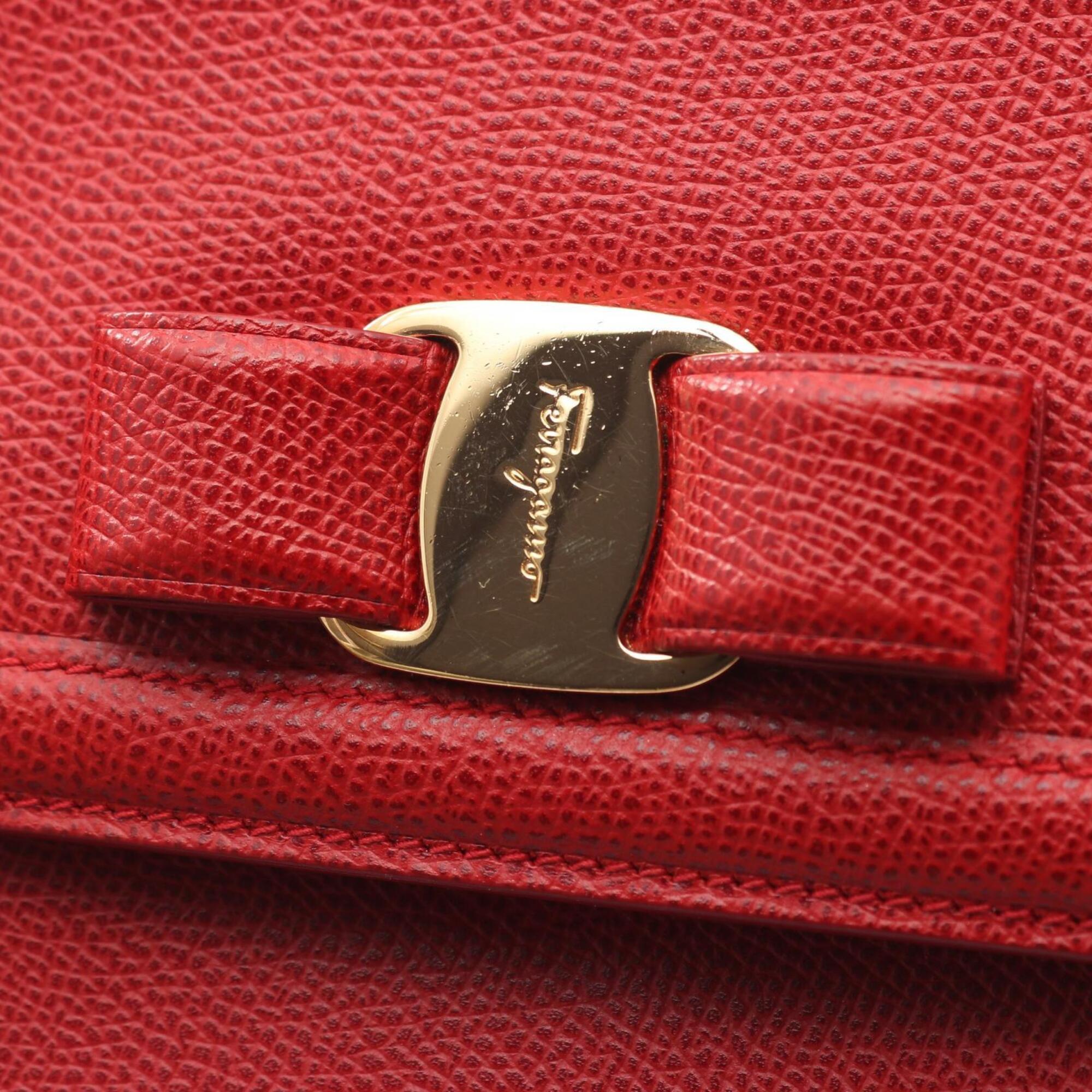 Salvatore Ferragamo Red Color Leather Handbag Shoulder Bag (Pre-Owned)