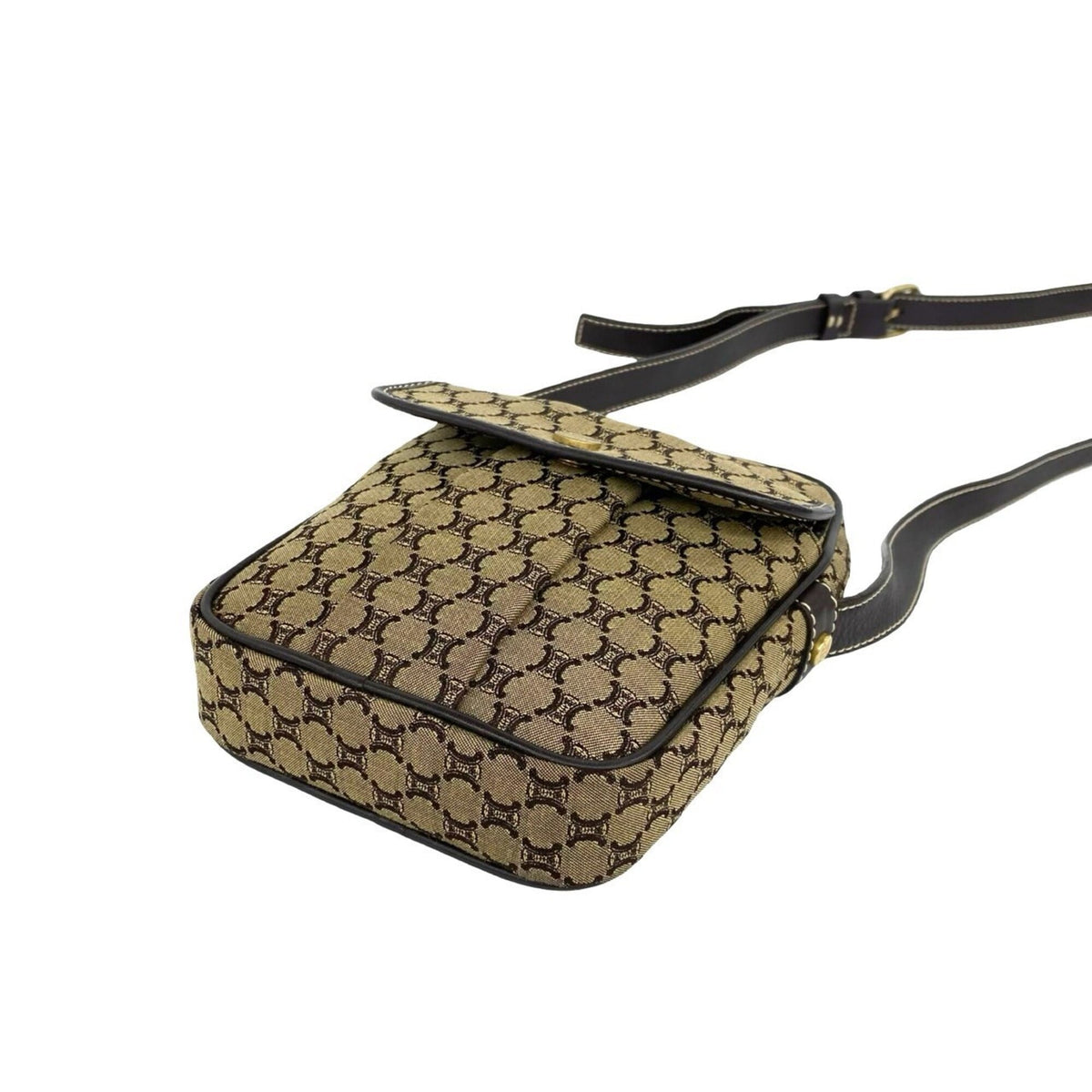 Celine Brown Canvas Leather Pochette Shoulder Bag (Pre-Owned)