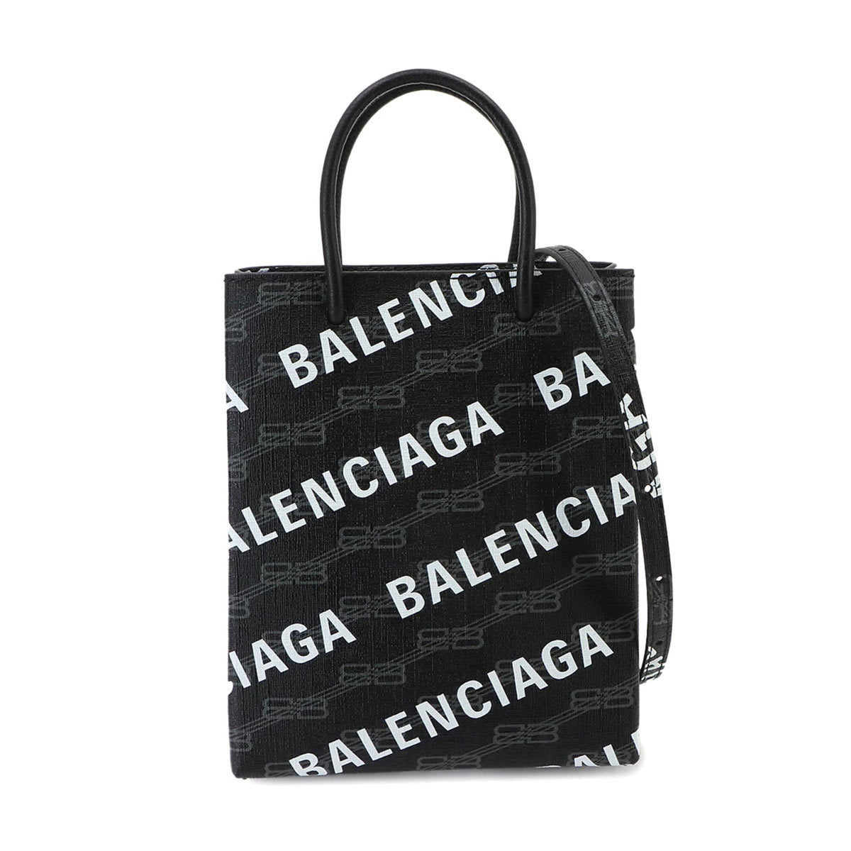 Balenciaga Black White Pvc Leather Handbag Shoulder Bag (Pre-Owned)