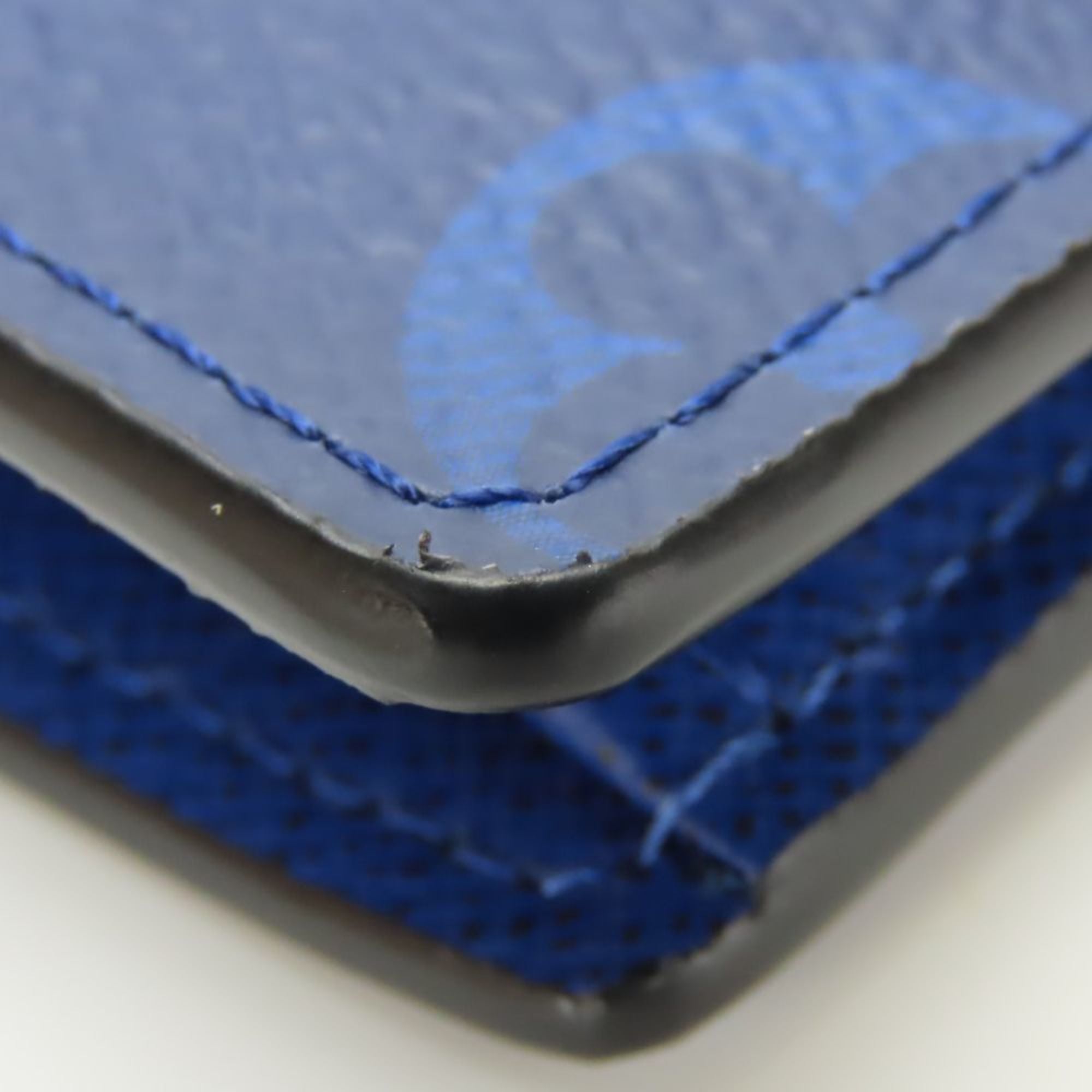 Louis Vuitton Blue Cobalt Taiga Leather Monogram Long Wallet (Bi-Fold) (Pre-Owned)