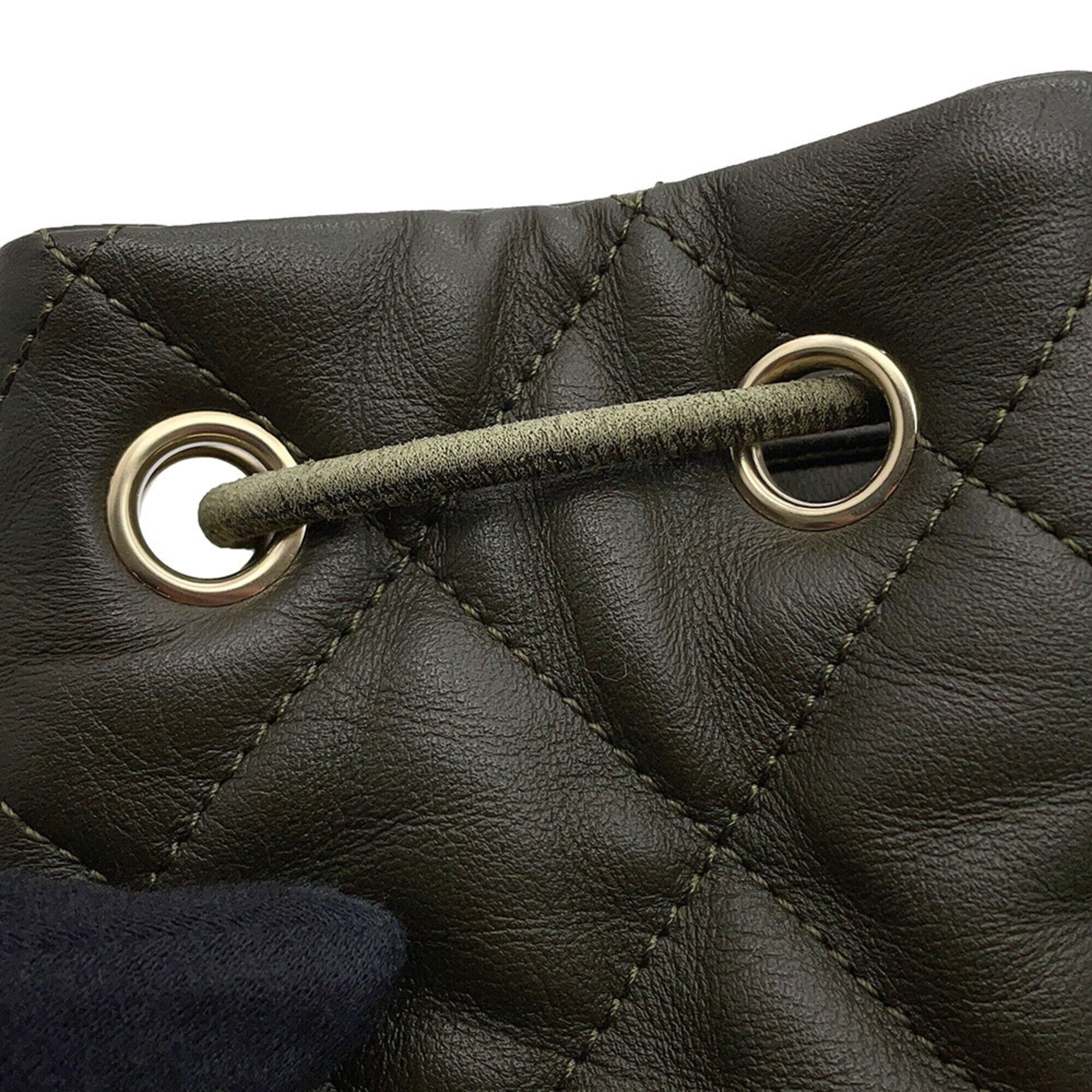 Chanel Matelasse Khaki Leather Handbag (Pre-Owned)